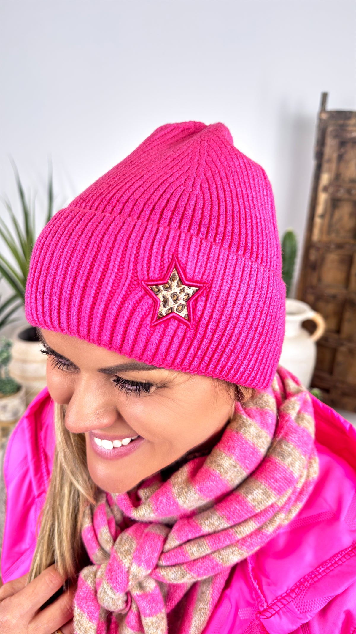 Mütze Leopard Star *Pink*