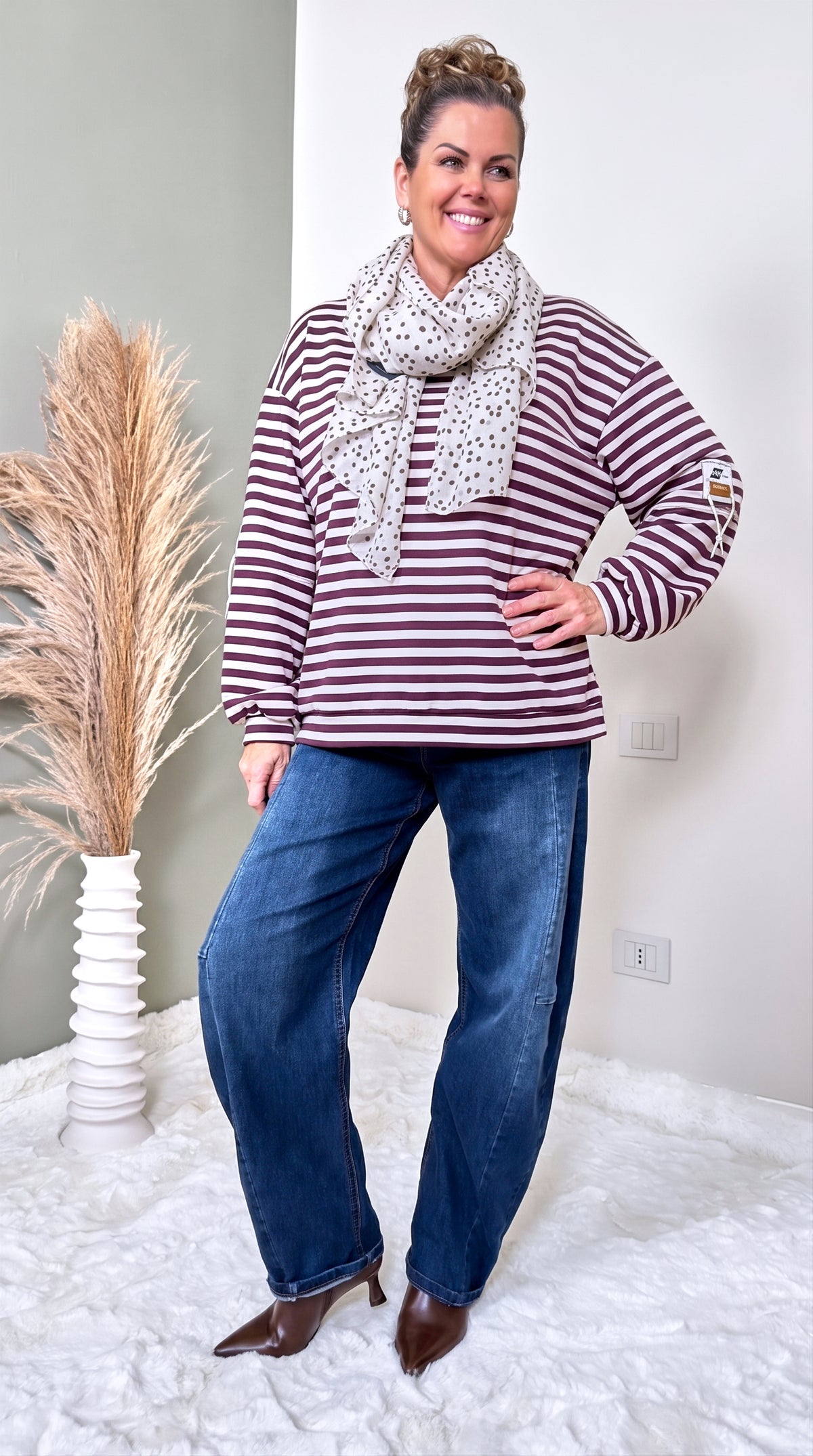 Sweatshirt Solaya *Creme/bordeaux*