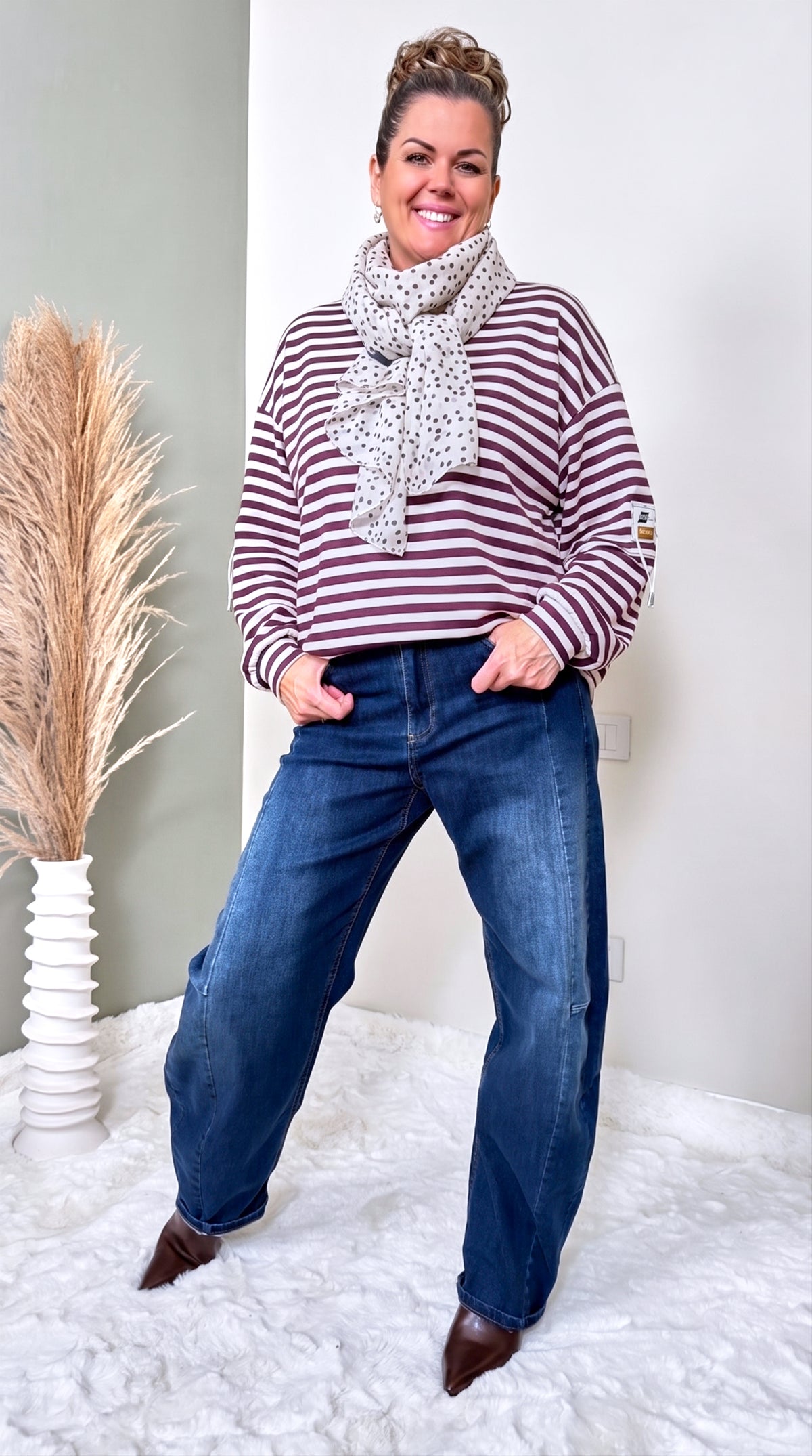 Sweatshirt Solaya *Creme/bordeaux*