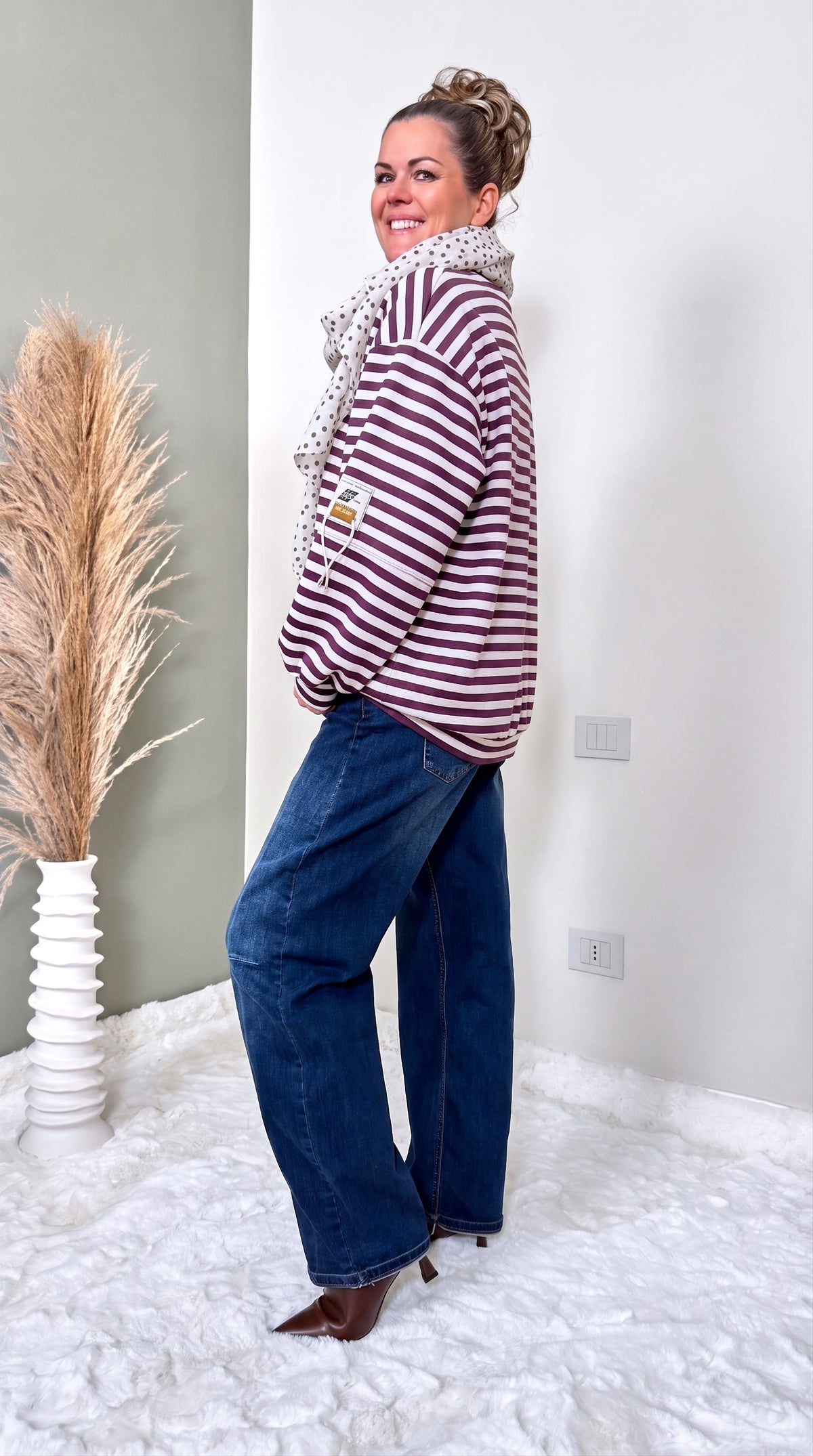 Sweatshirt Solaya *Creme/bordeaux*