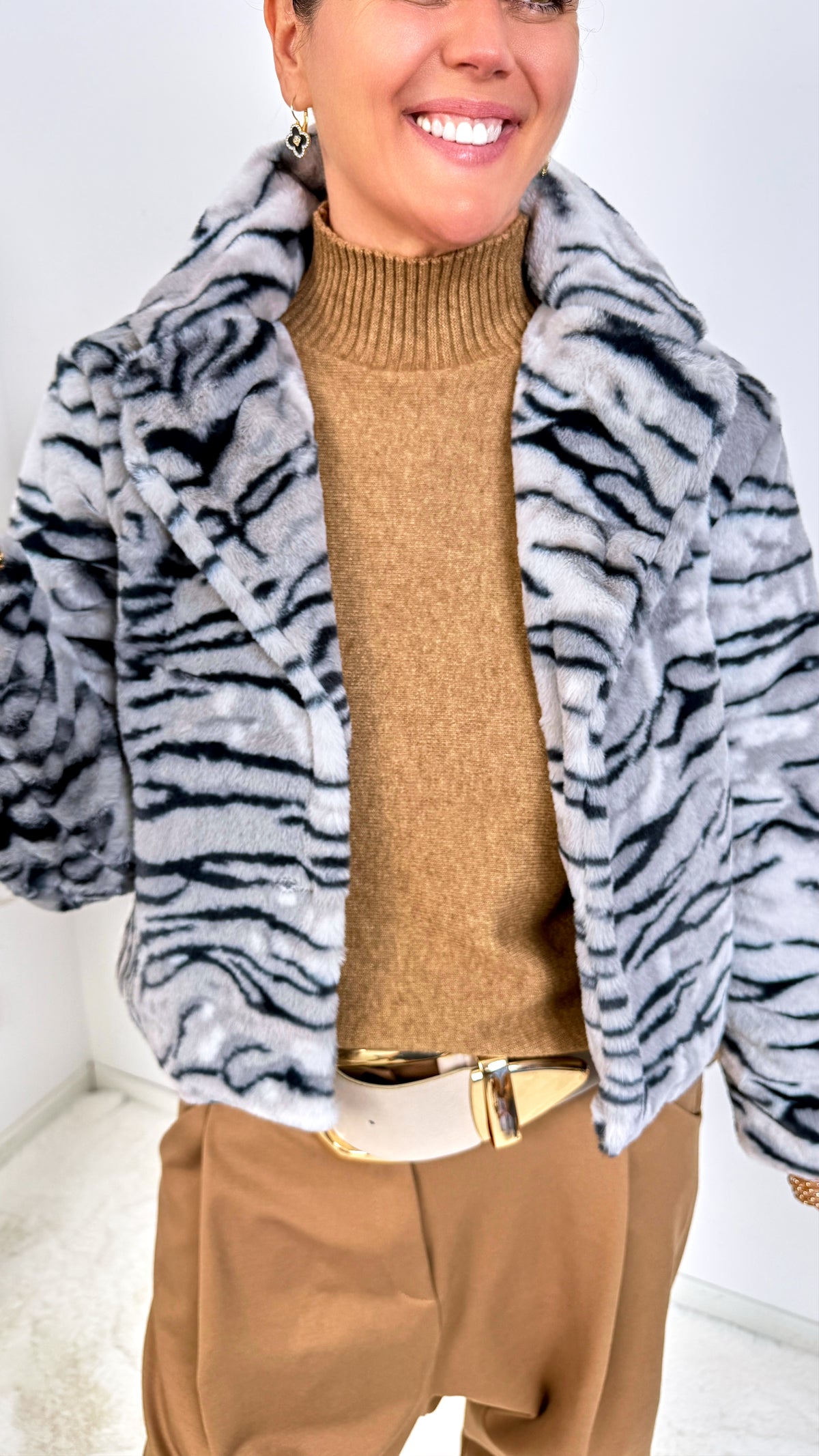 Kunstfell Jacke Amber Wild *Grau*