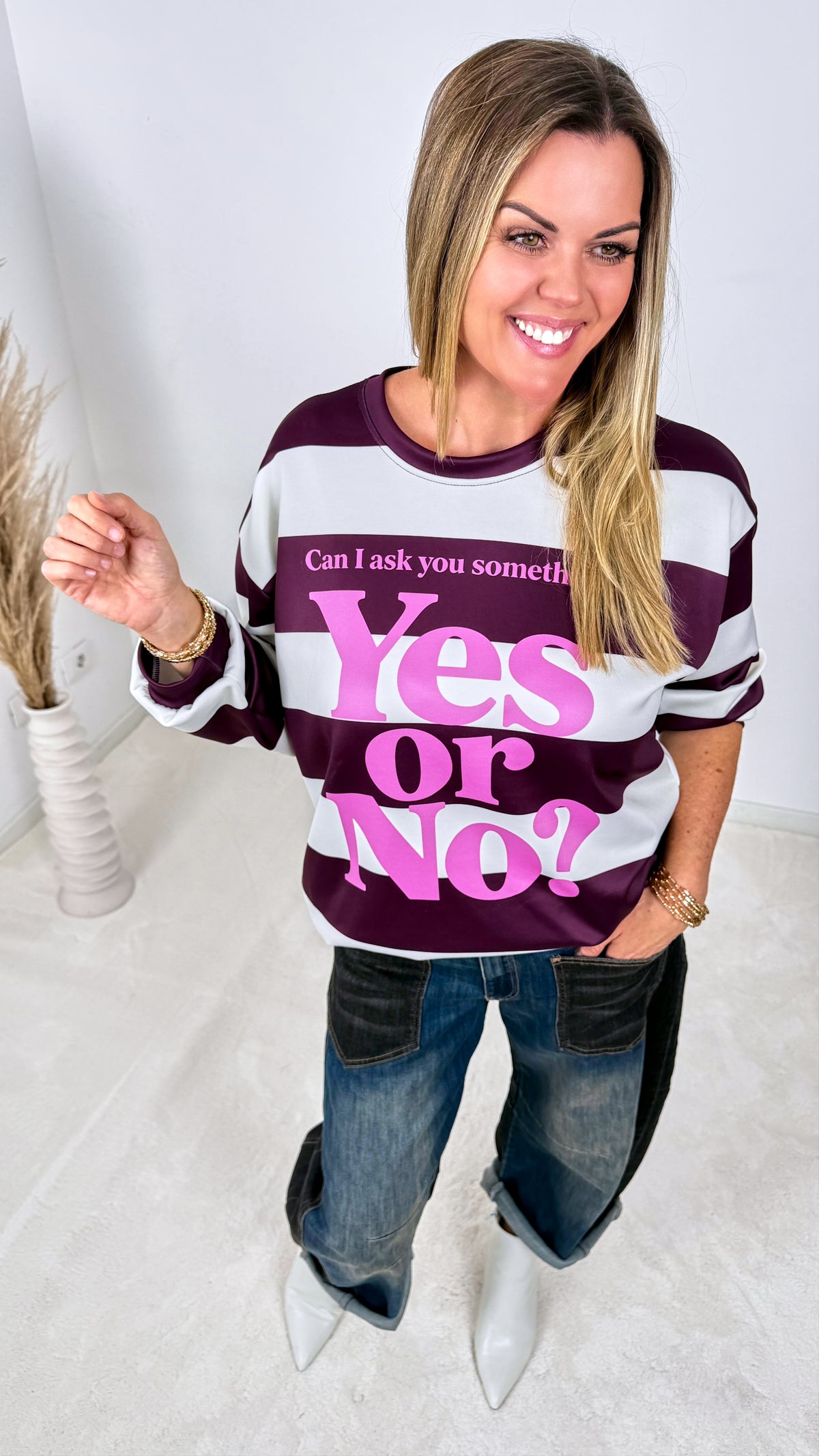 Sweatshirt Nova Statement *Weiß/Bordeaux*