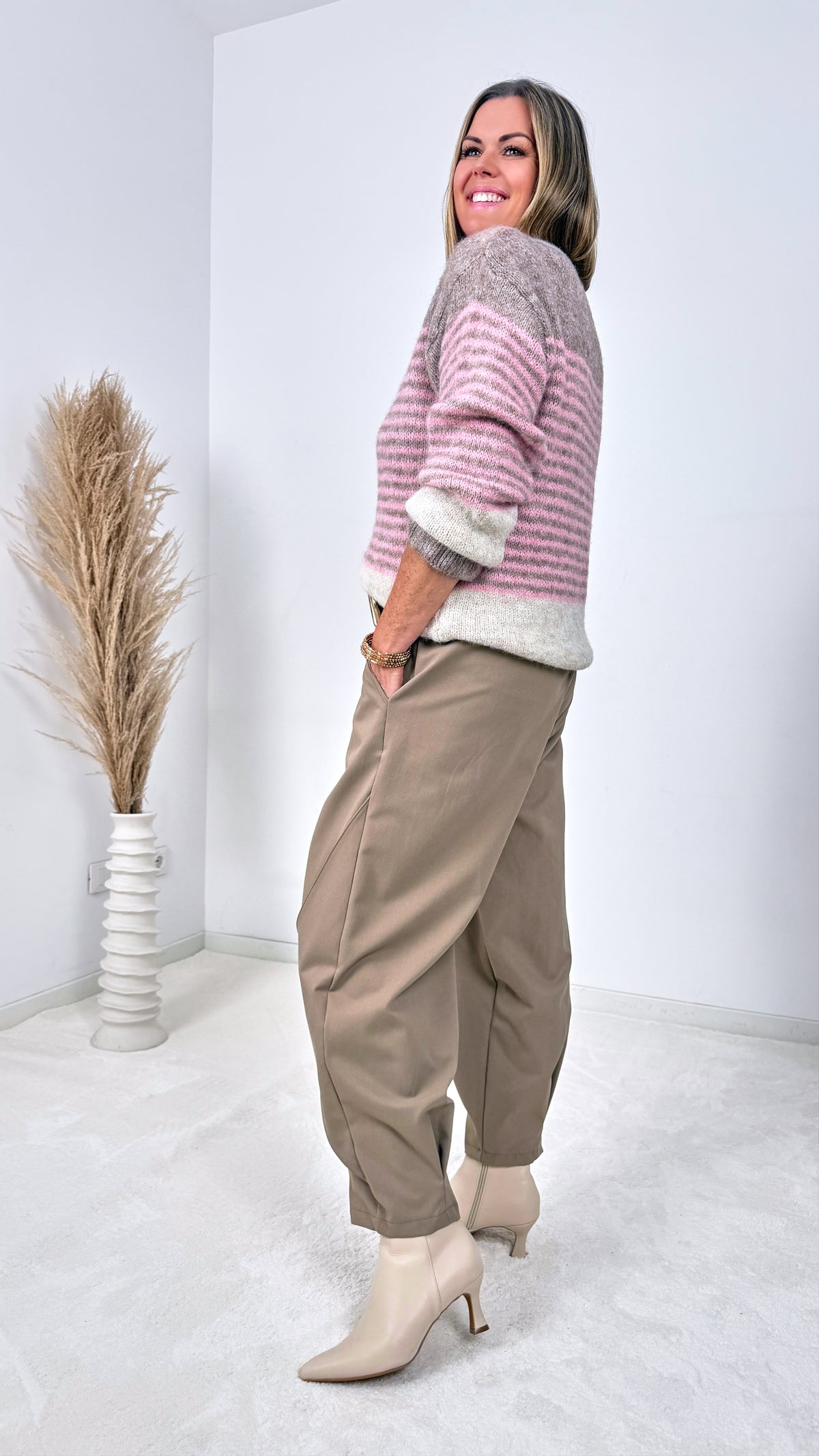 Strickpullover Estelune *Taupe/Rosa*