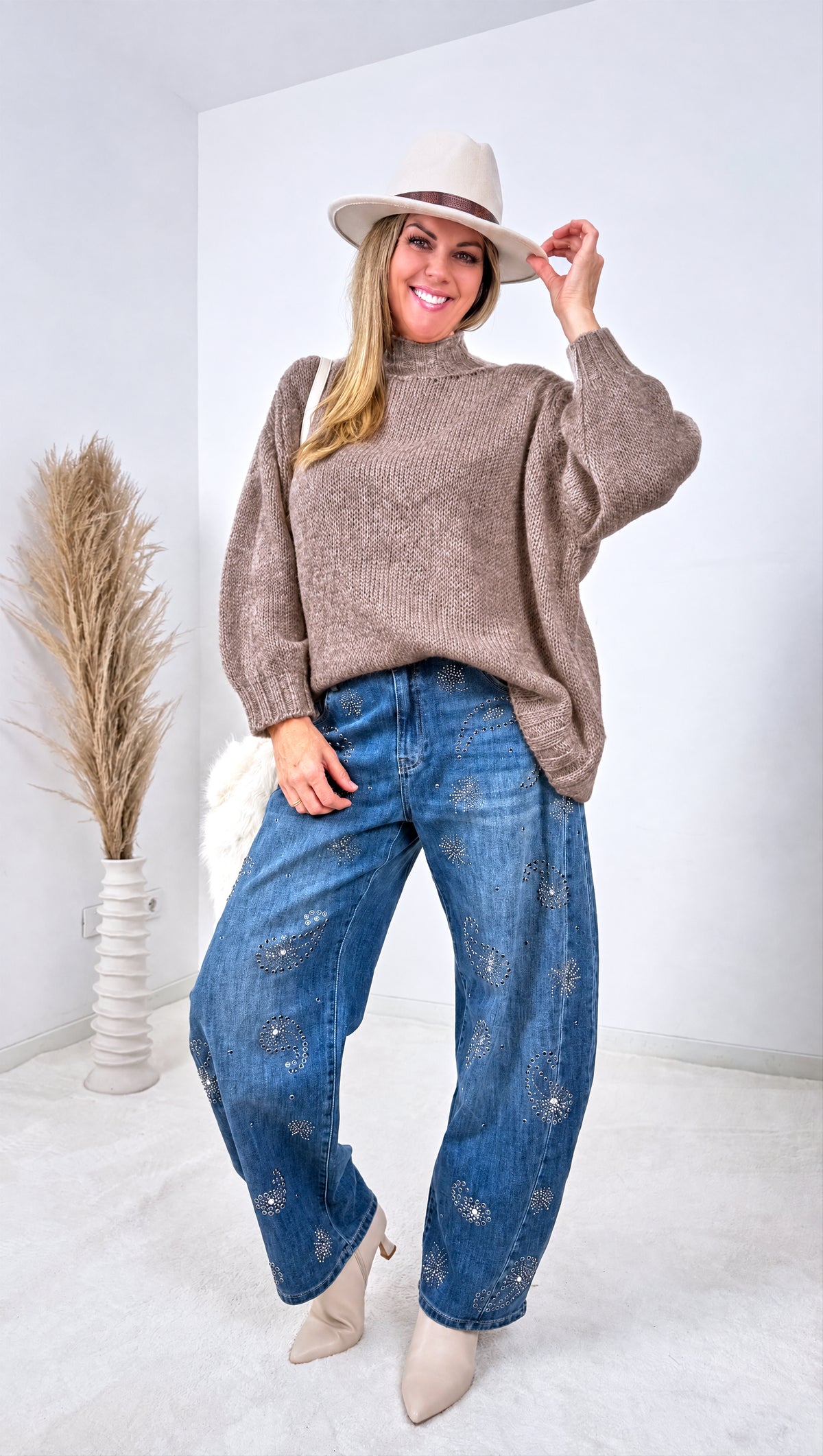 Strickpullover Autumn Ridge *Taupe*