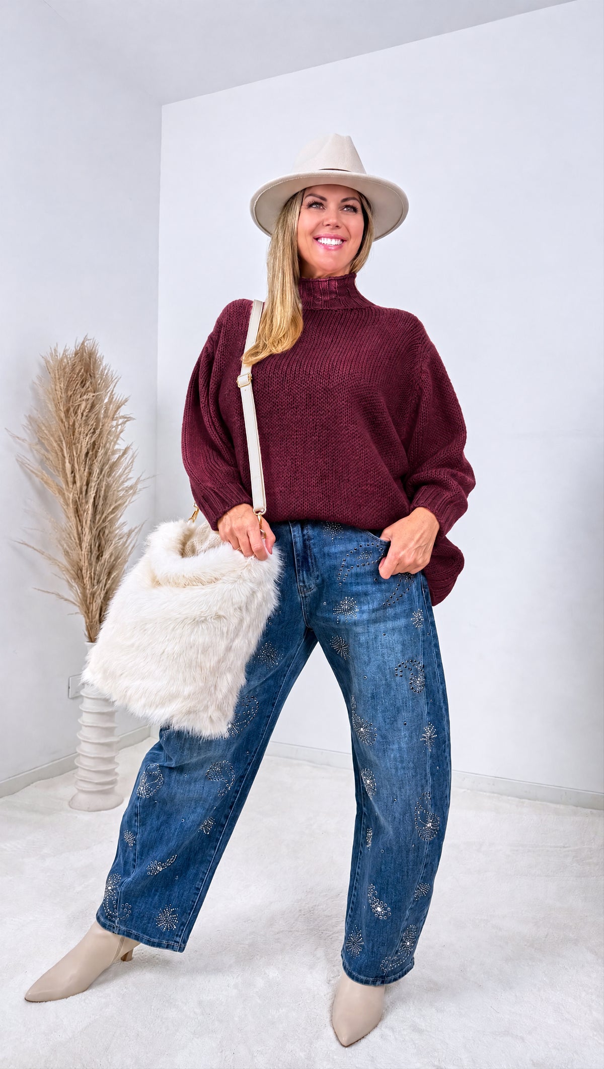 Strickpullover Autumn Ridge *Bordeaux*