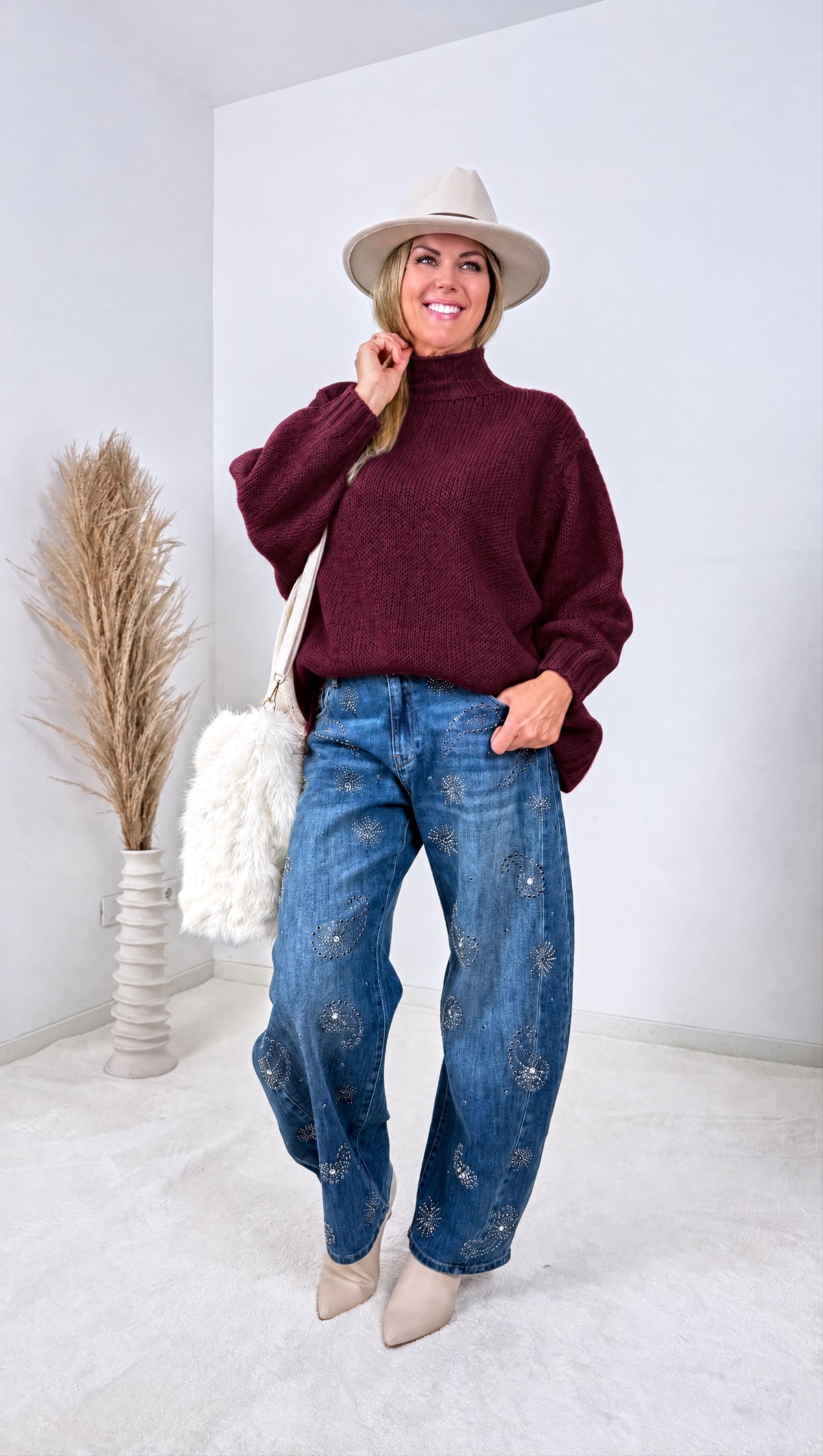 Strickpullover Autumn Ridge *Bordeaux*