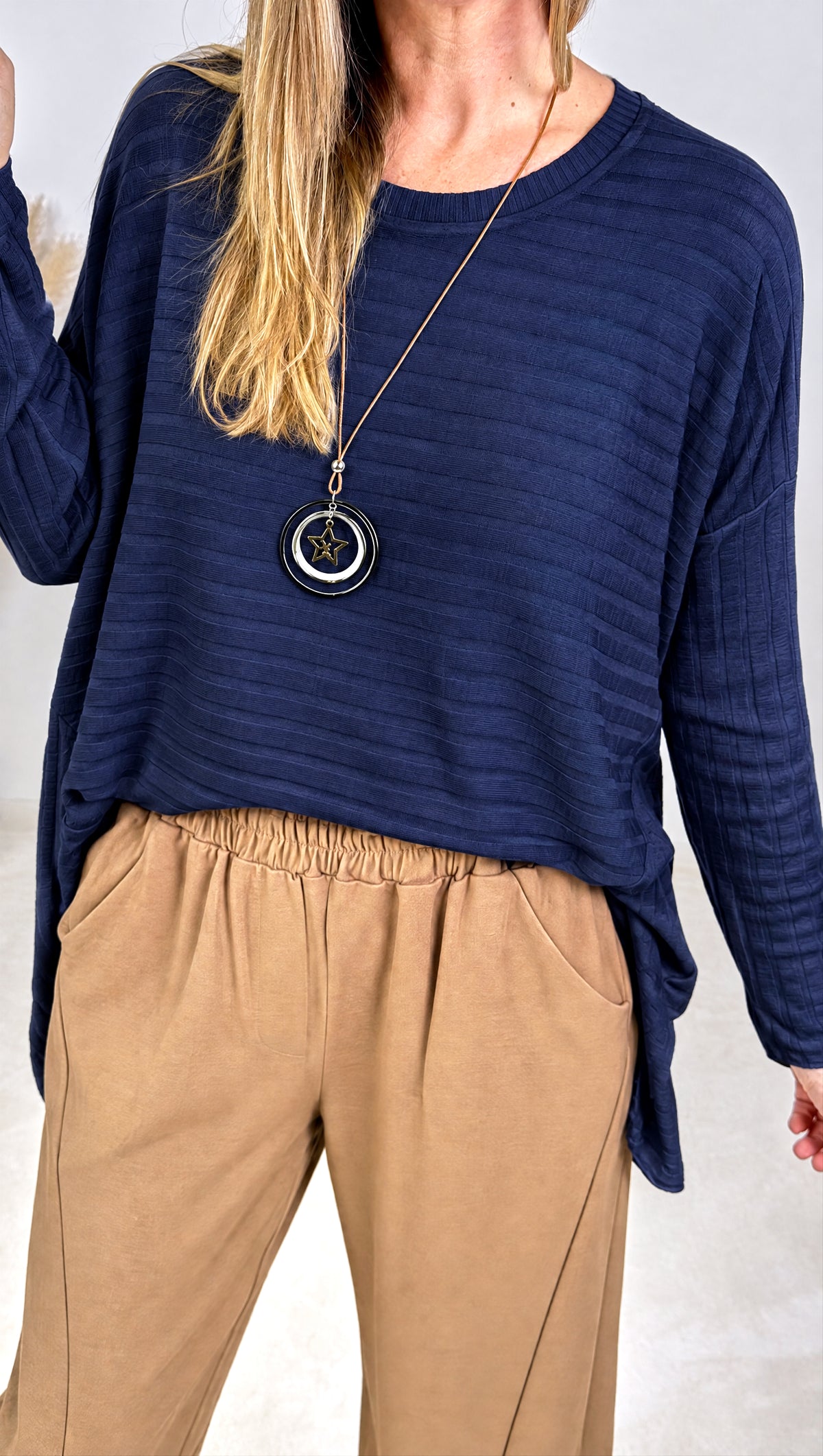 Langarmshirt Wave Fjord *Dunkelblau*
