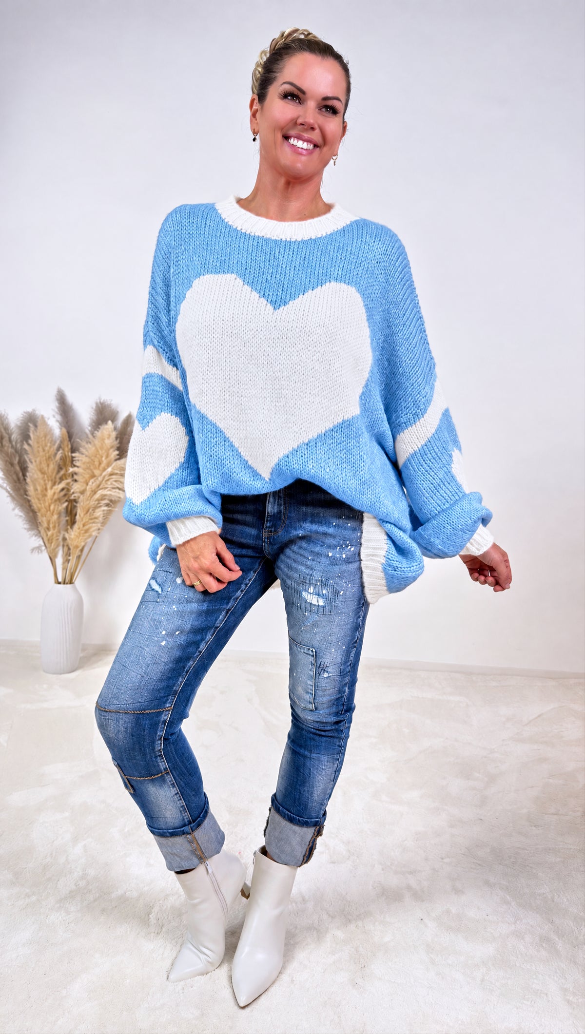 Strickpullover Herzfeuer *Hellblau*