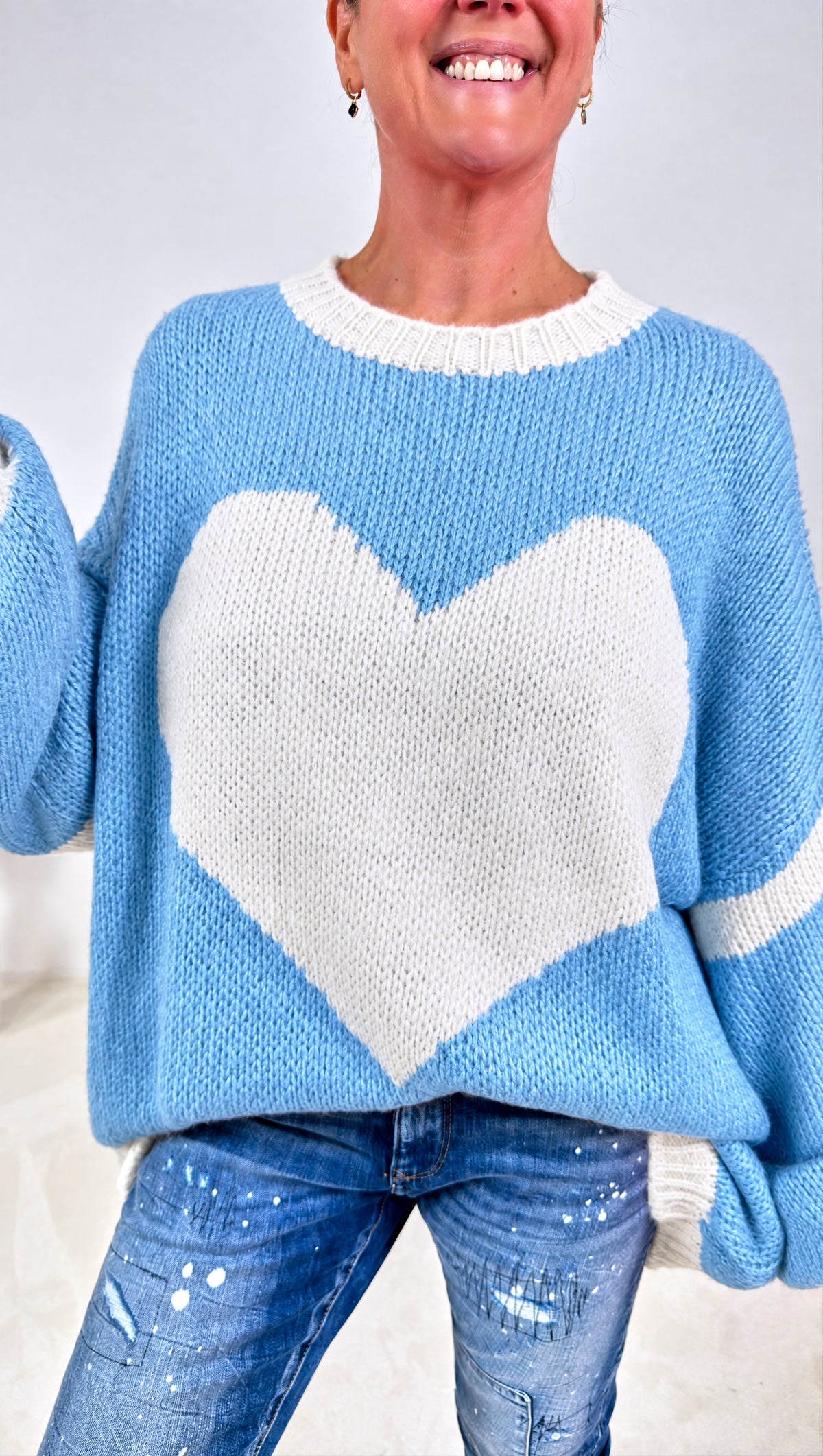 Strickpullover Herzfeuer *Hellblau*