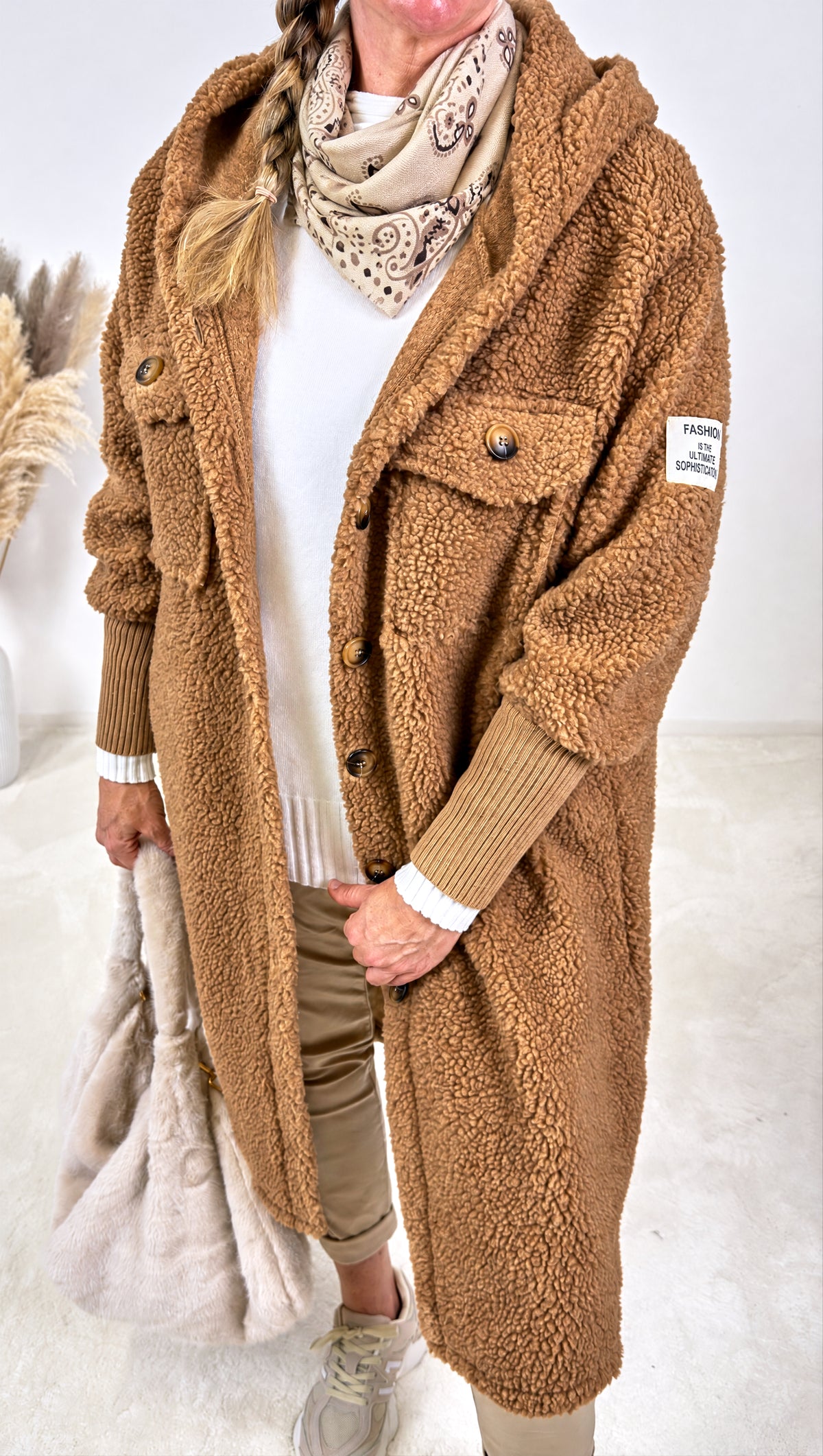 Teddy-Mantel Birken *Camel*