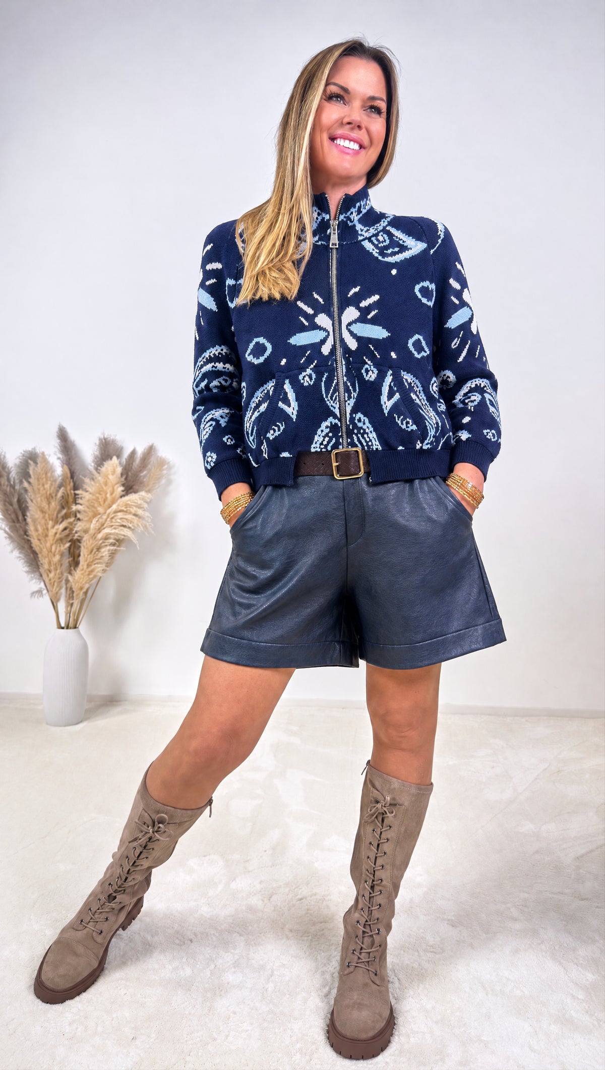 Strickjacke Autumn Bandana *Dunkelblau*