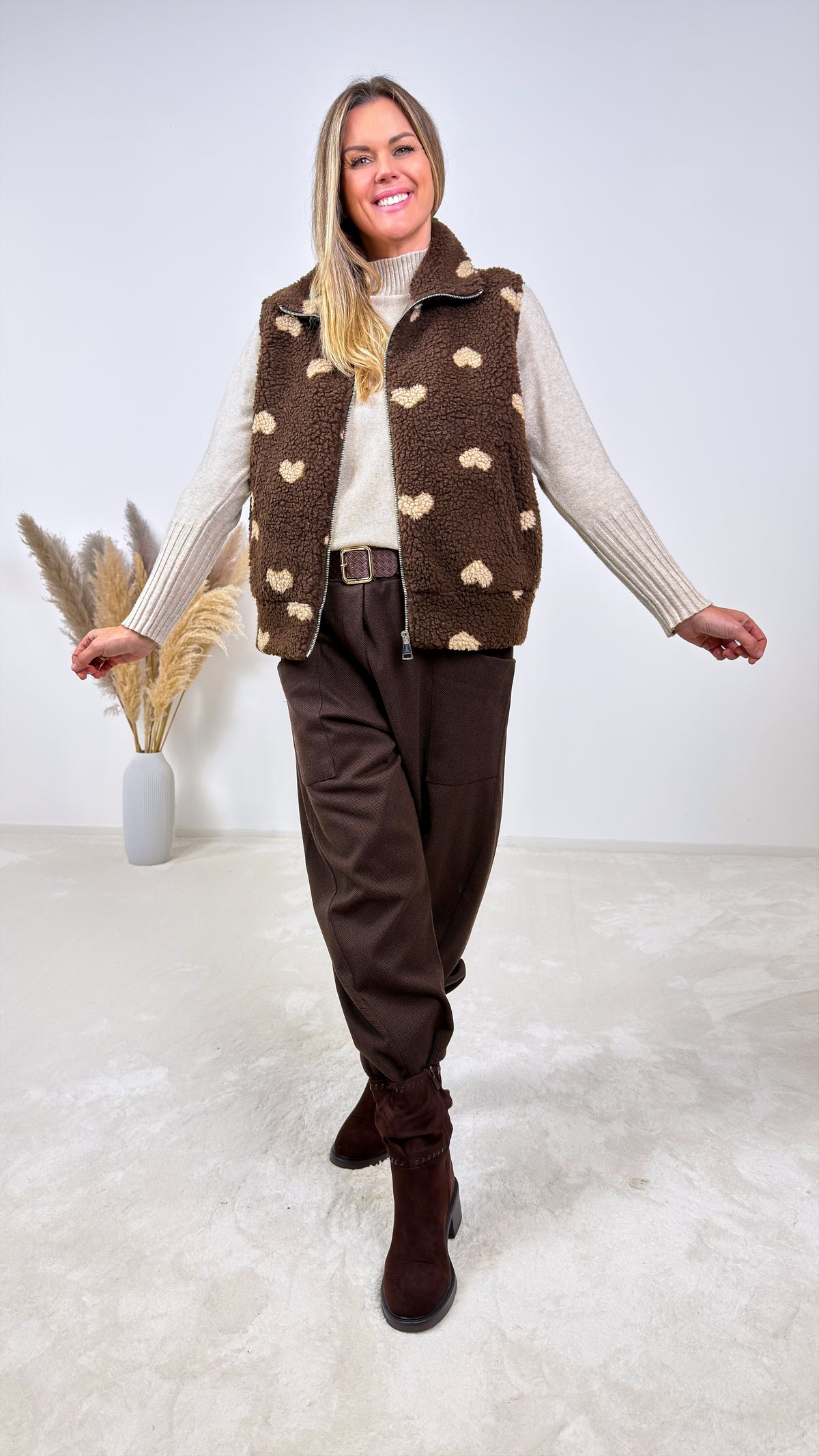 Teddy Weste Sherpa Heart *Schoko*