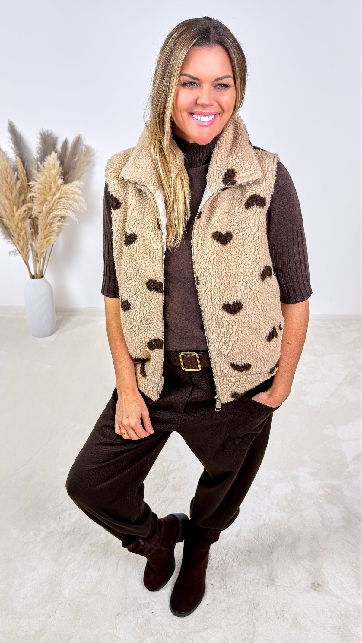 Teddy Weste Sherpa Heart *Beige*