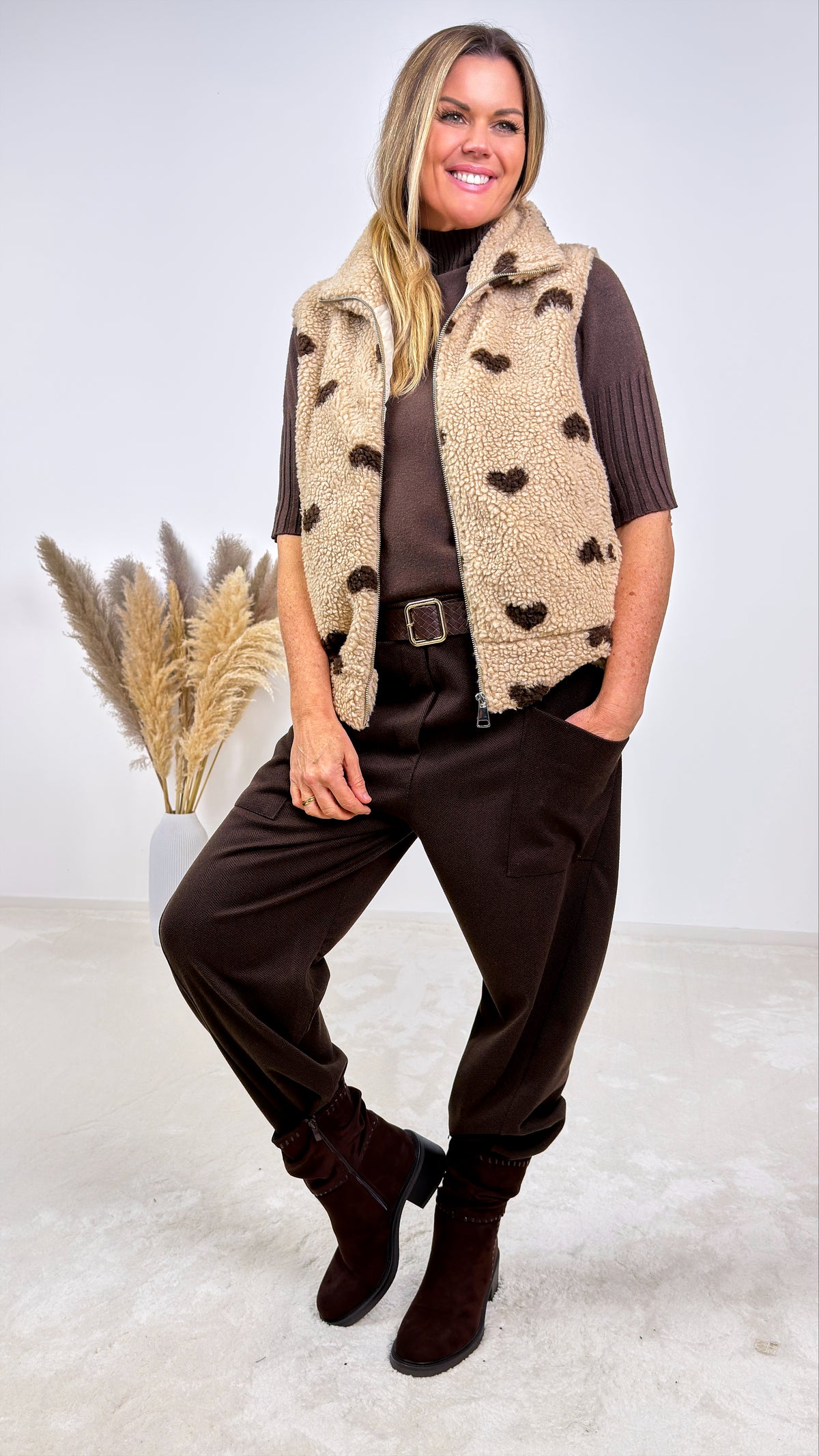 Teddy Weste Sherpa Heart *Beige*