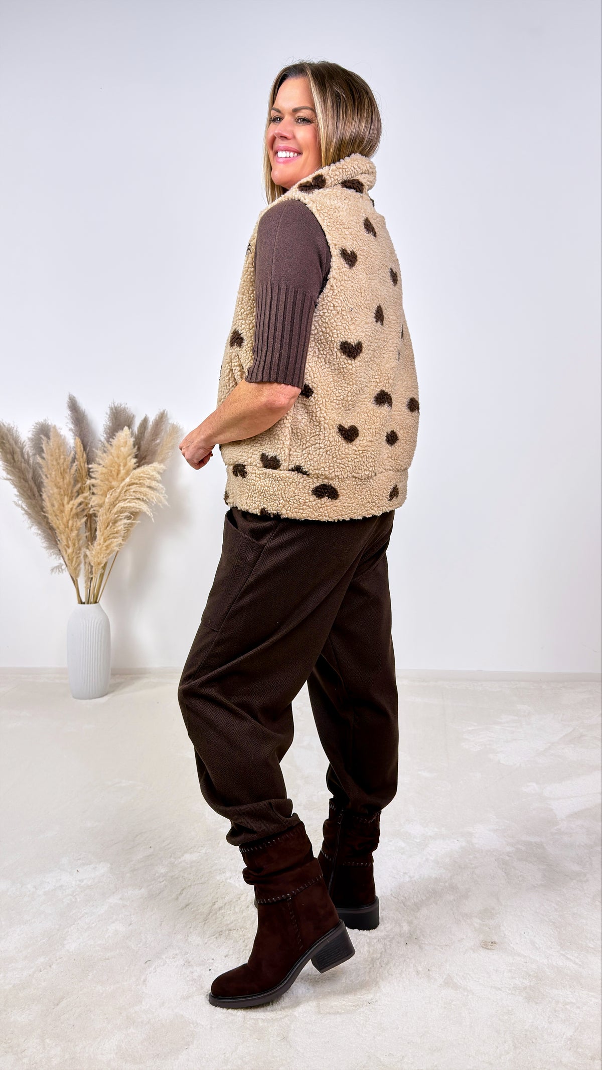 Teddy Weste Sherpa Heart *Beige*