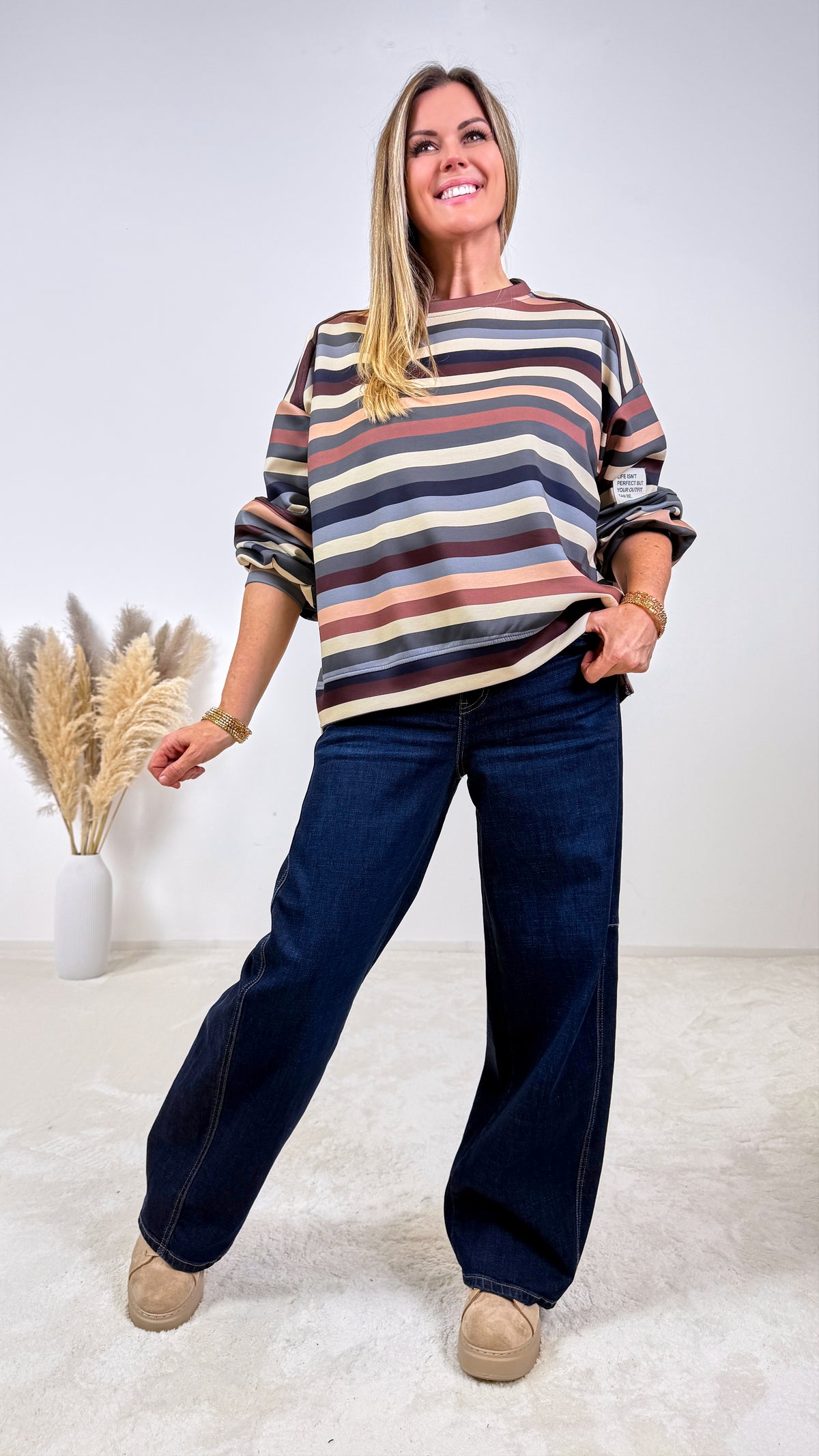 Sweatshirt Mille Righe *Camel*