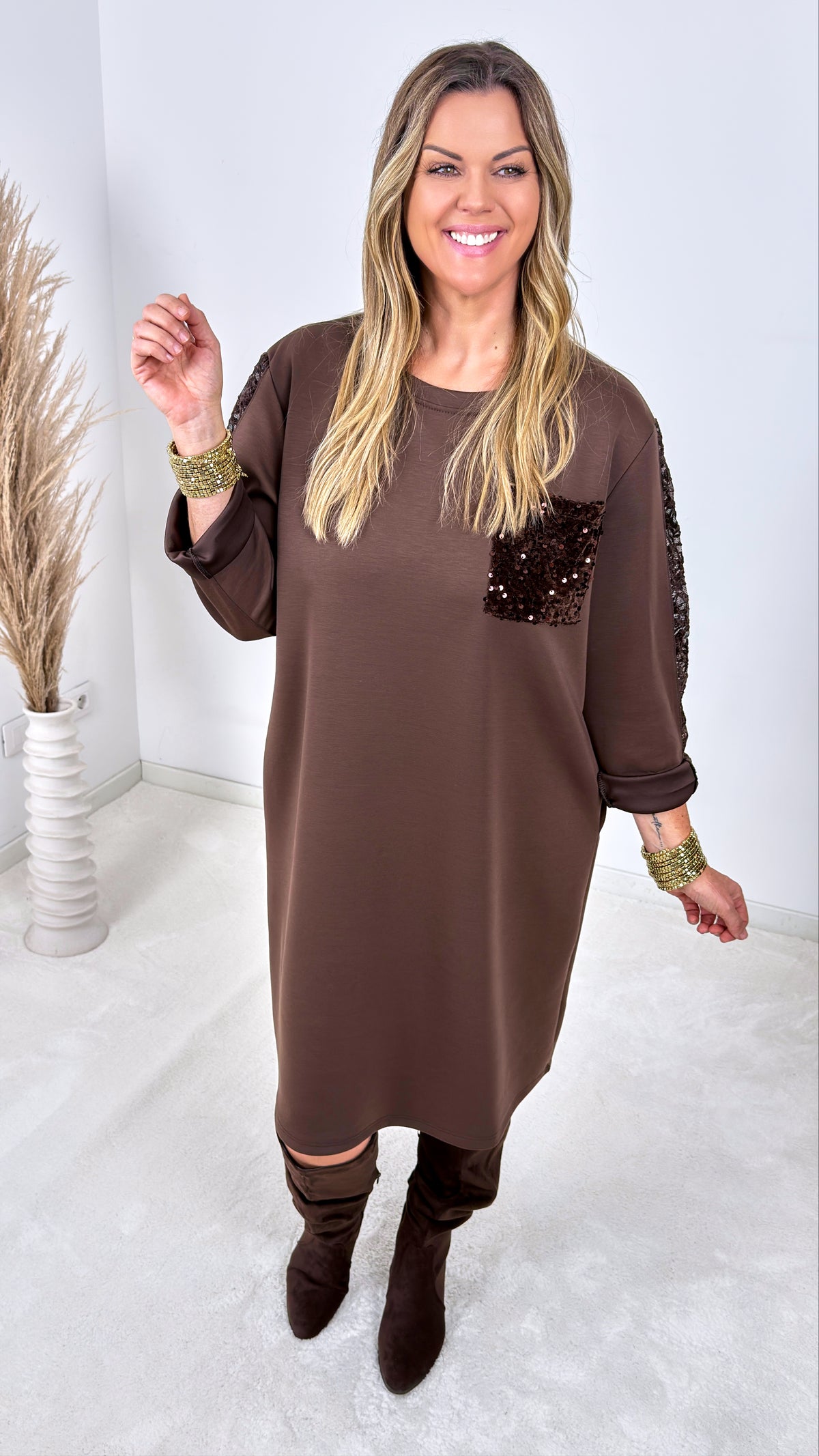 Sweat-Kleid October Fleur *Schoko*