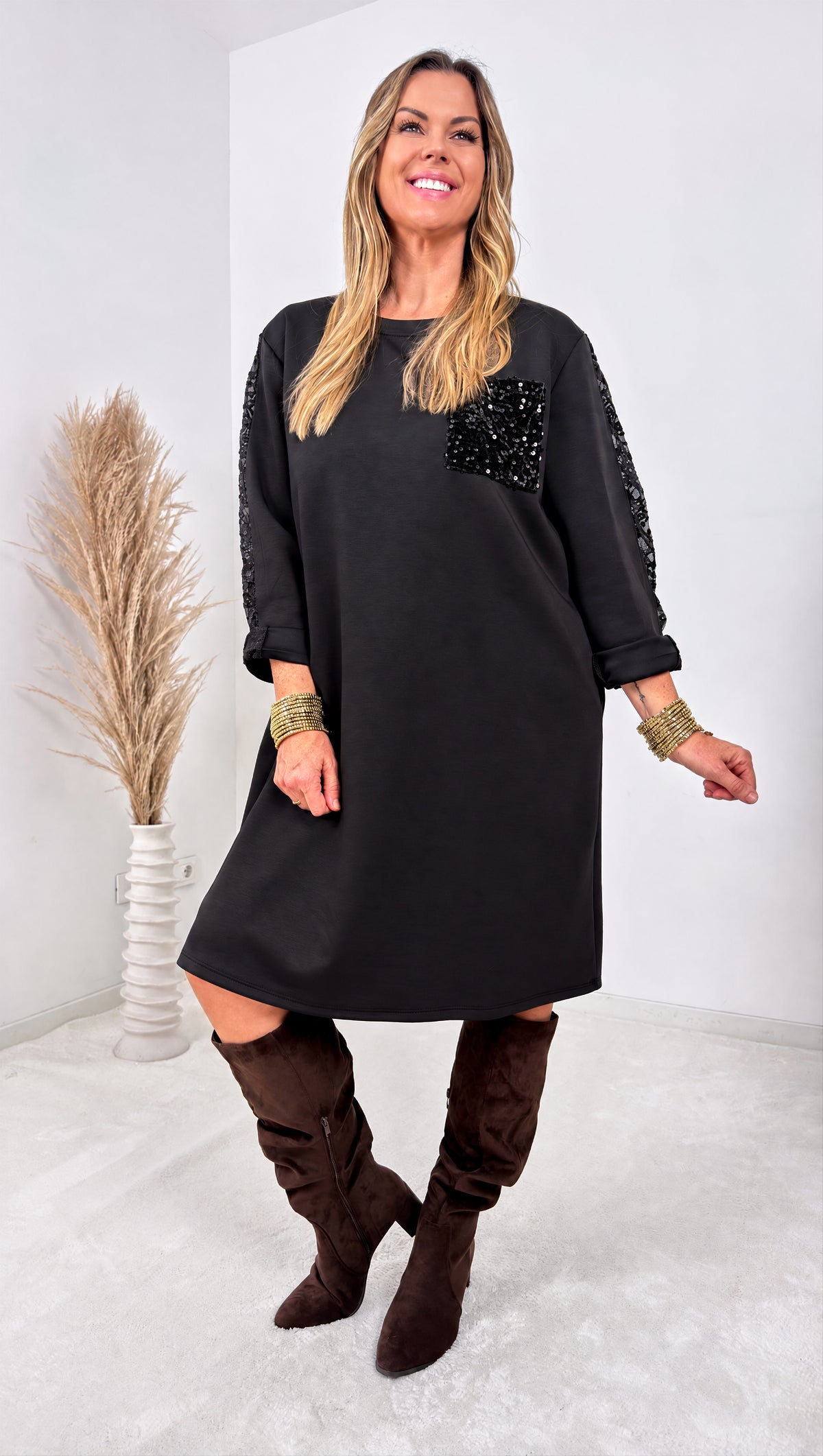 Sweat-Kleid October Fleur *Schwarz*
