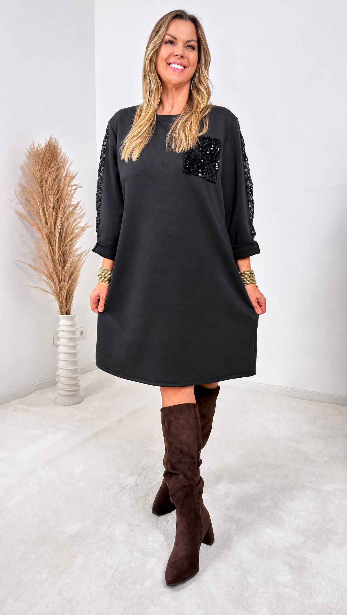 Sweat-Kleid October Fleur *Schwarz*