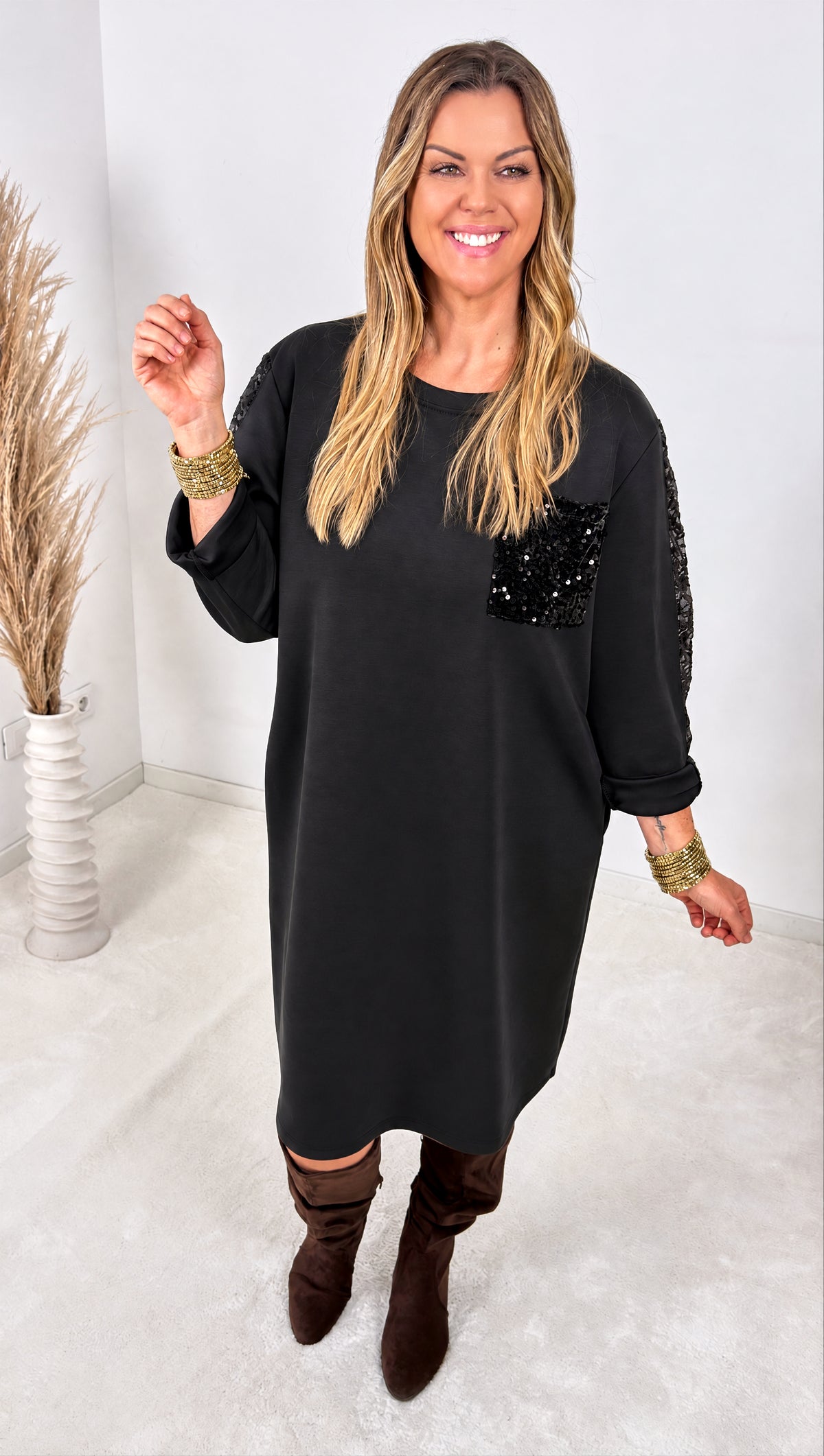 Sweat-Kleid October Fleur *Schwarz*