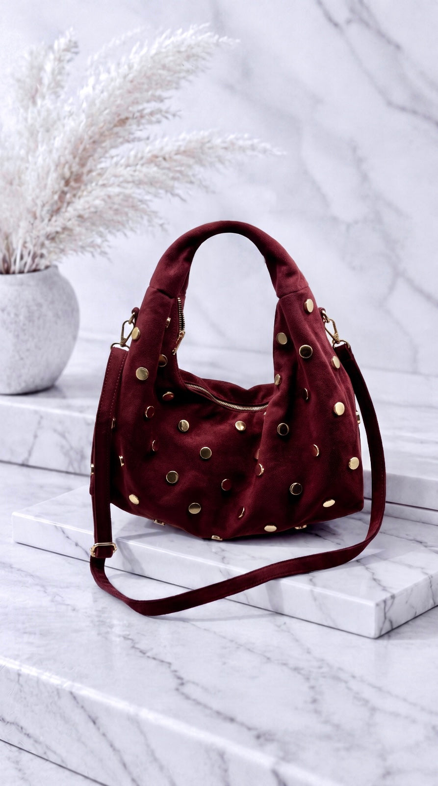 Handtasche Velour Star *Bordaux*