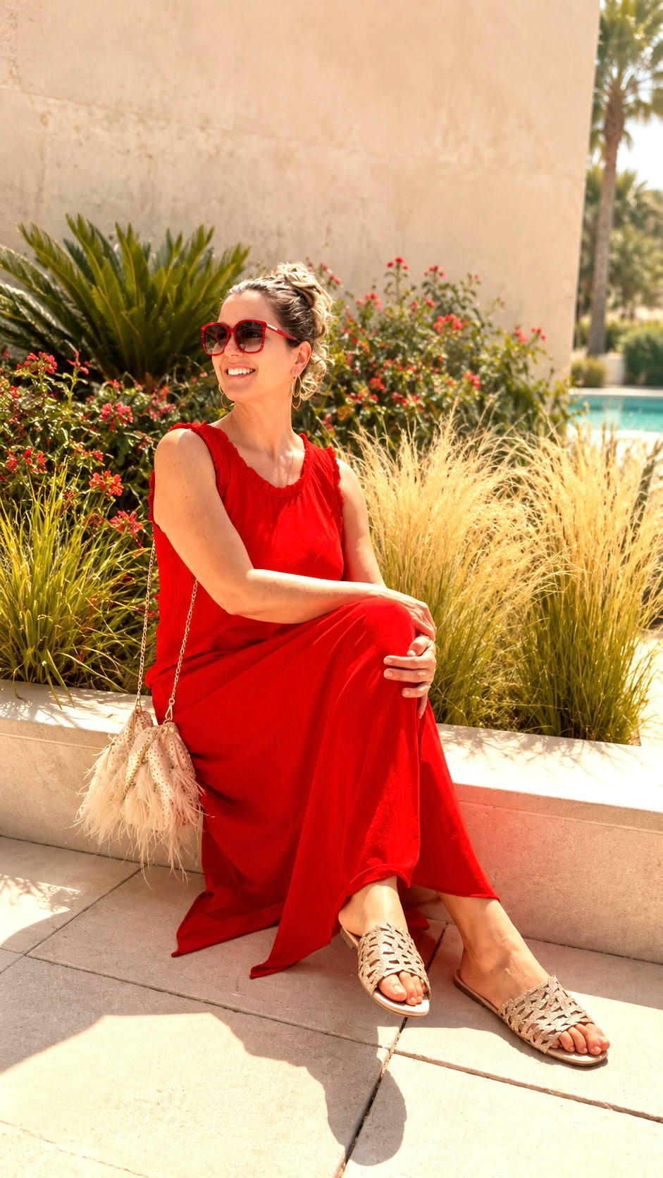 Langes Kleid Aurora Ruffle *Rot*