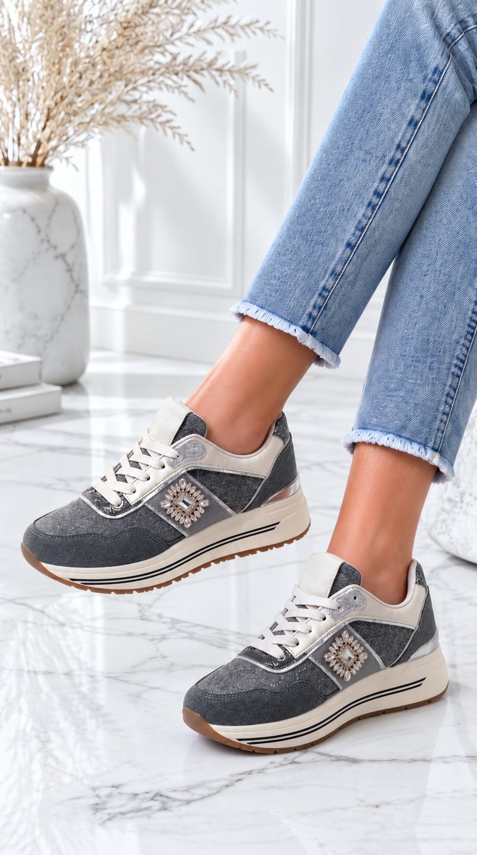 Sneaker Solstice Brooch *Jeansblau*