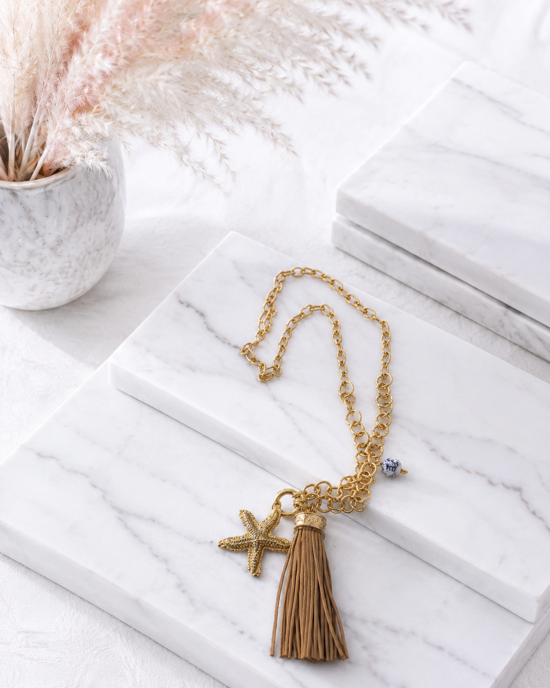 Lange Halskette Starfish Tassel