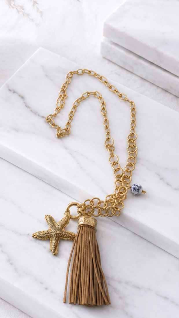 Lange Halskette Starfish Tassel