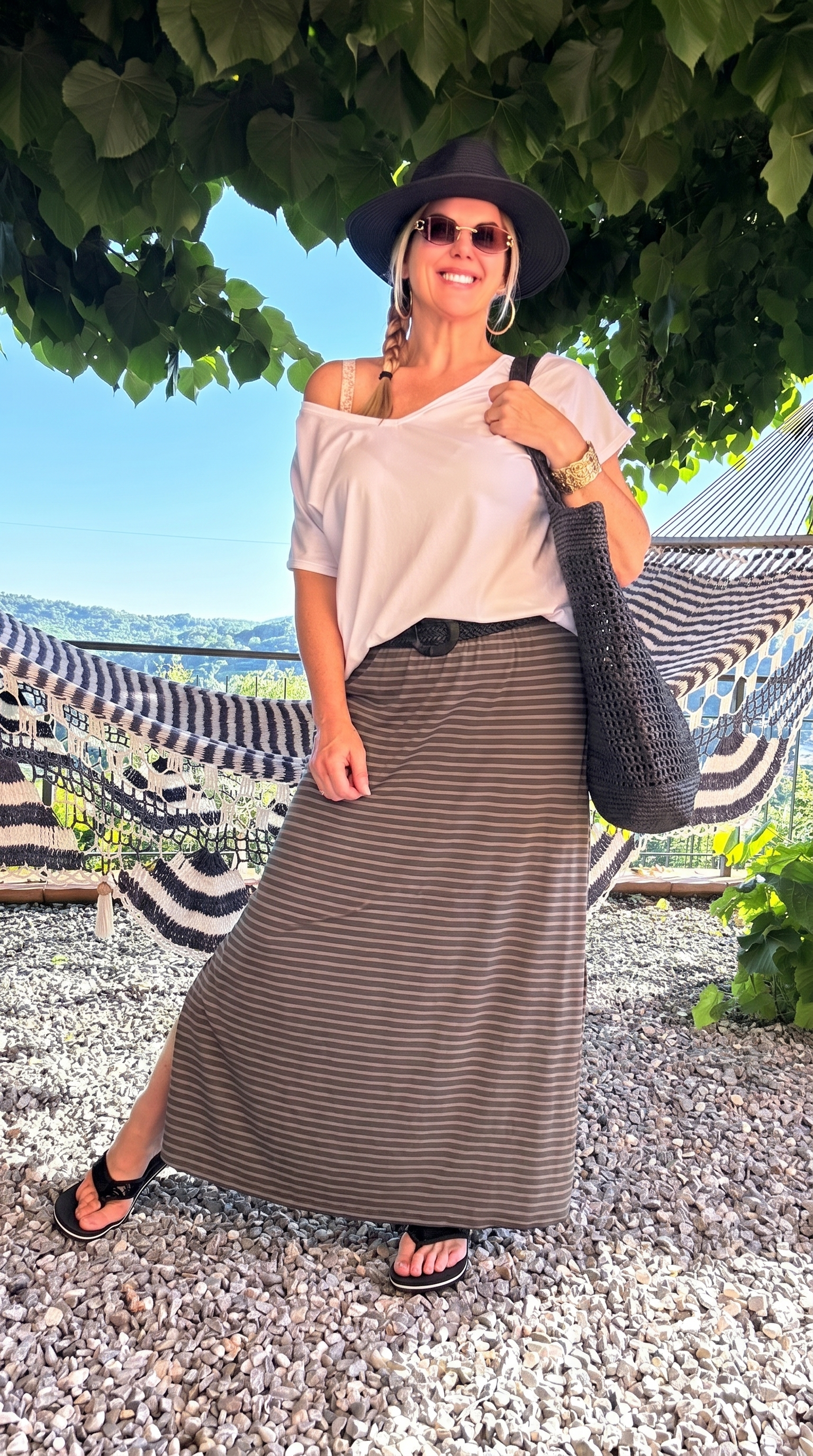 Langer Rock Stripe Coast *Schoko/Taupe*