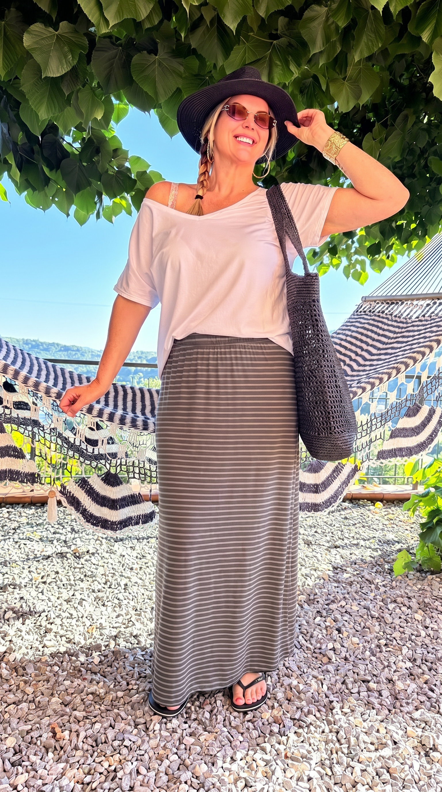 Langer Rock Stripe Coast *Schoko/Taupe*
