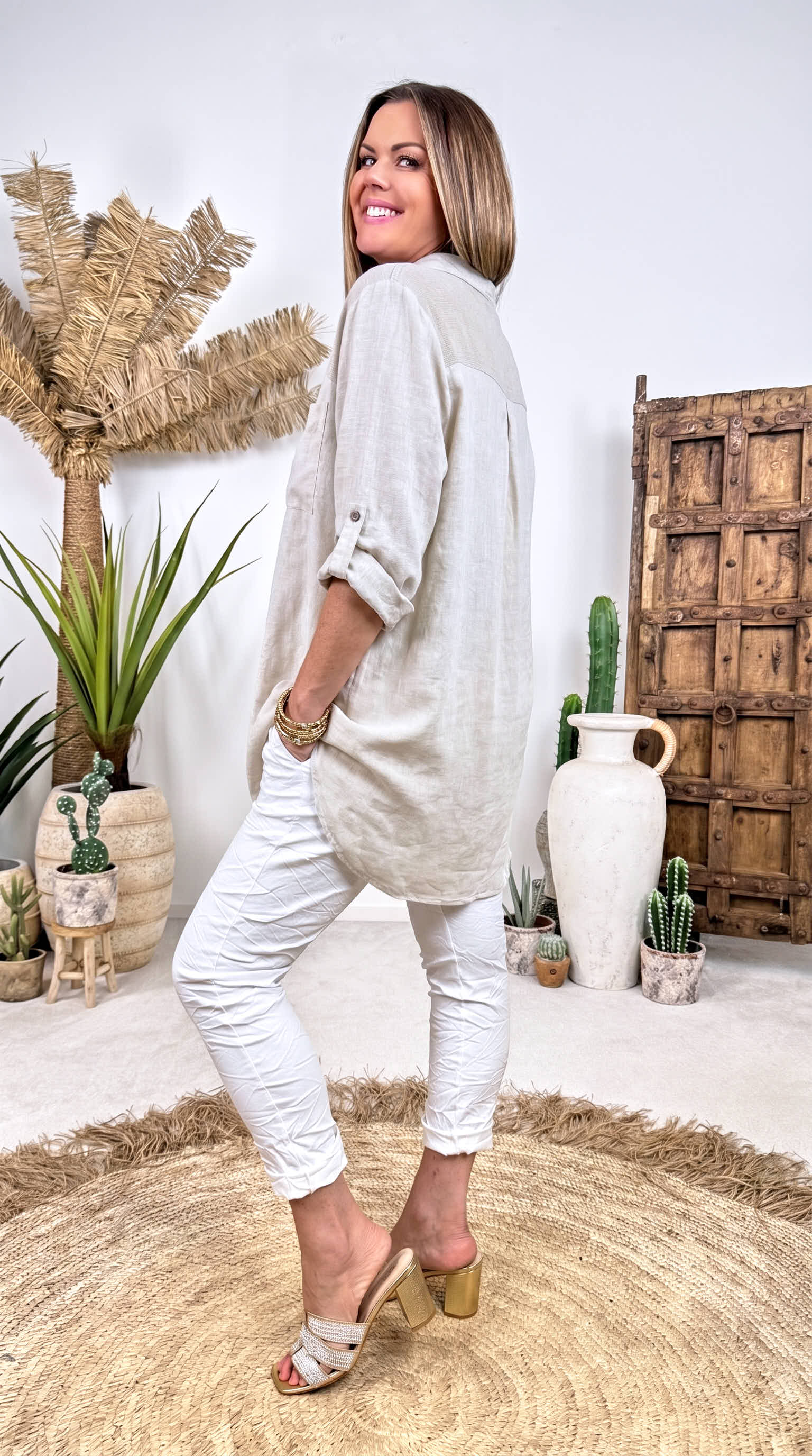 Leinen-Bluse Chic Summer *Beige*