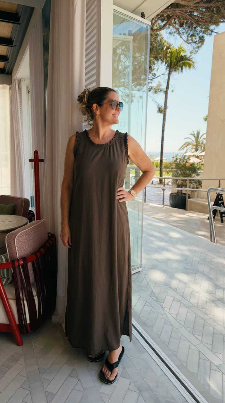 Langes Kleid Aurora Ruffle *Schoko*