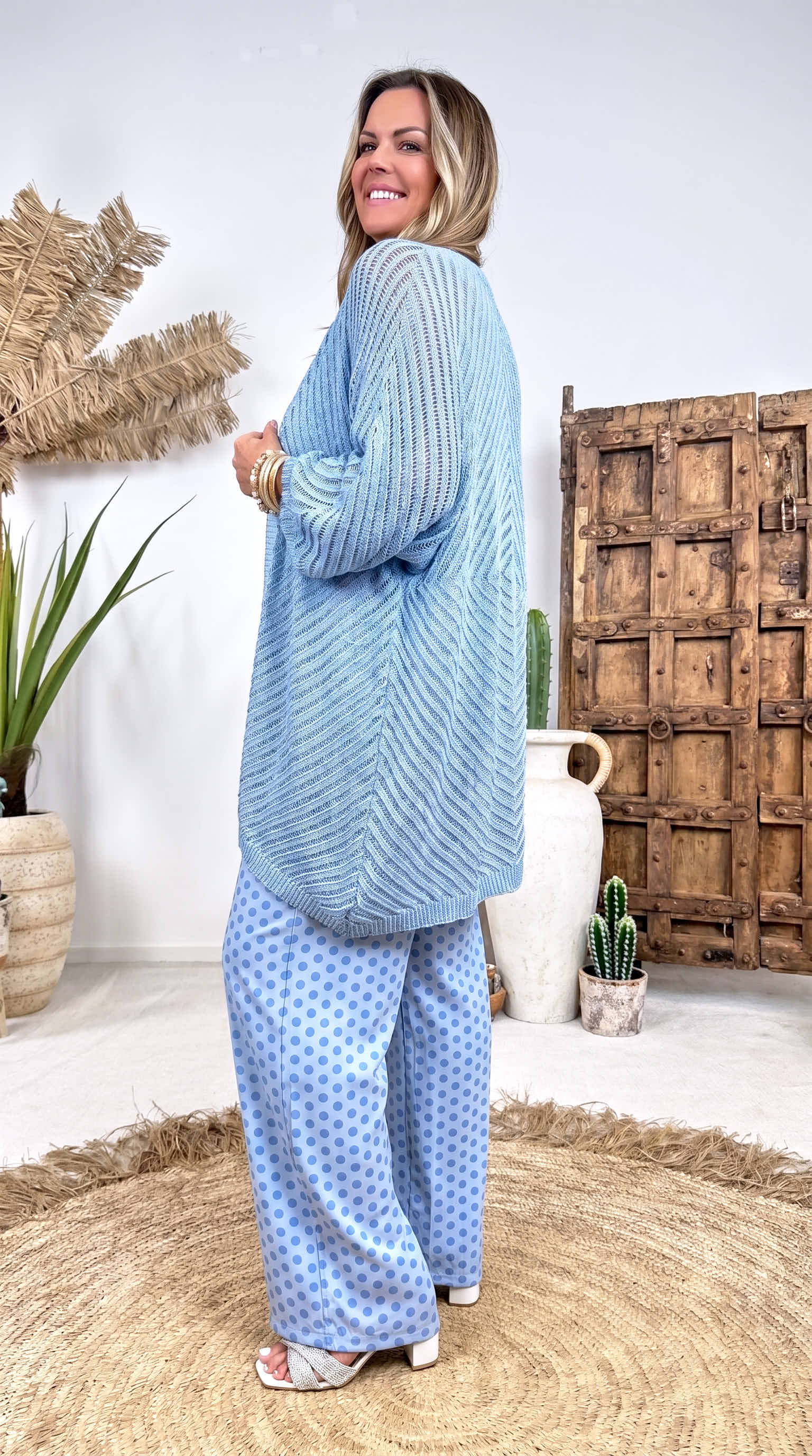 Netz Strickjacke Golden Hour *Hellblau*