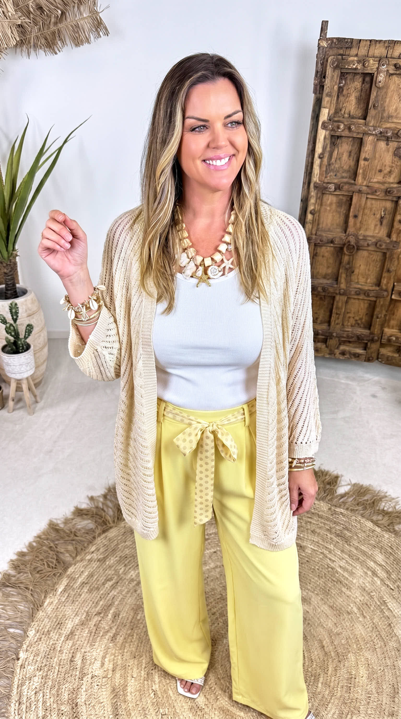 Netz Strickjacke Golden Hour *Vanille*