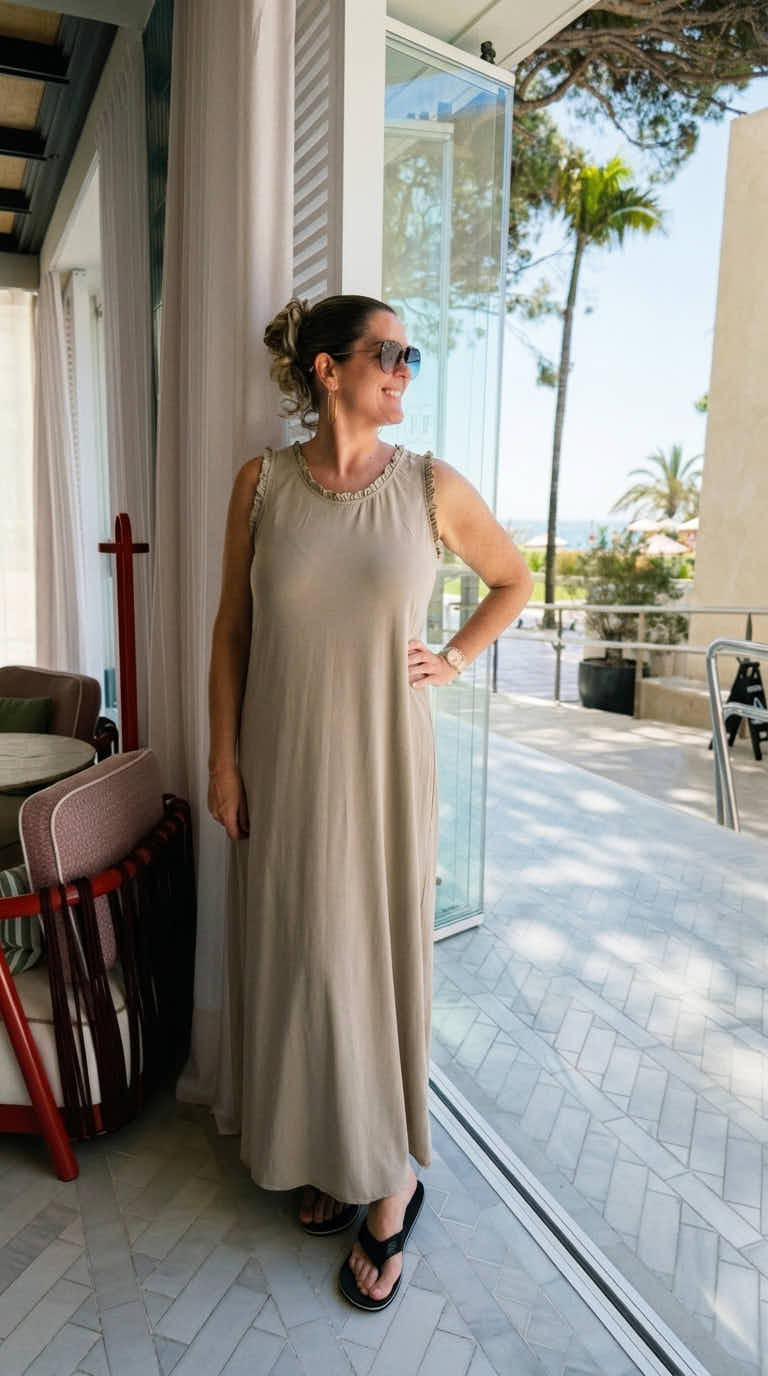 Langes Kleid Aurora Ruffle *Taupe*
