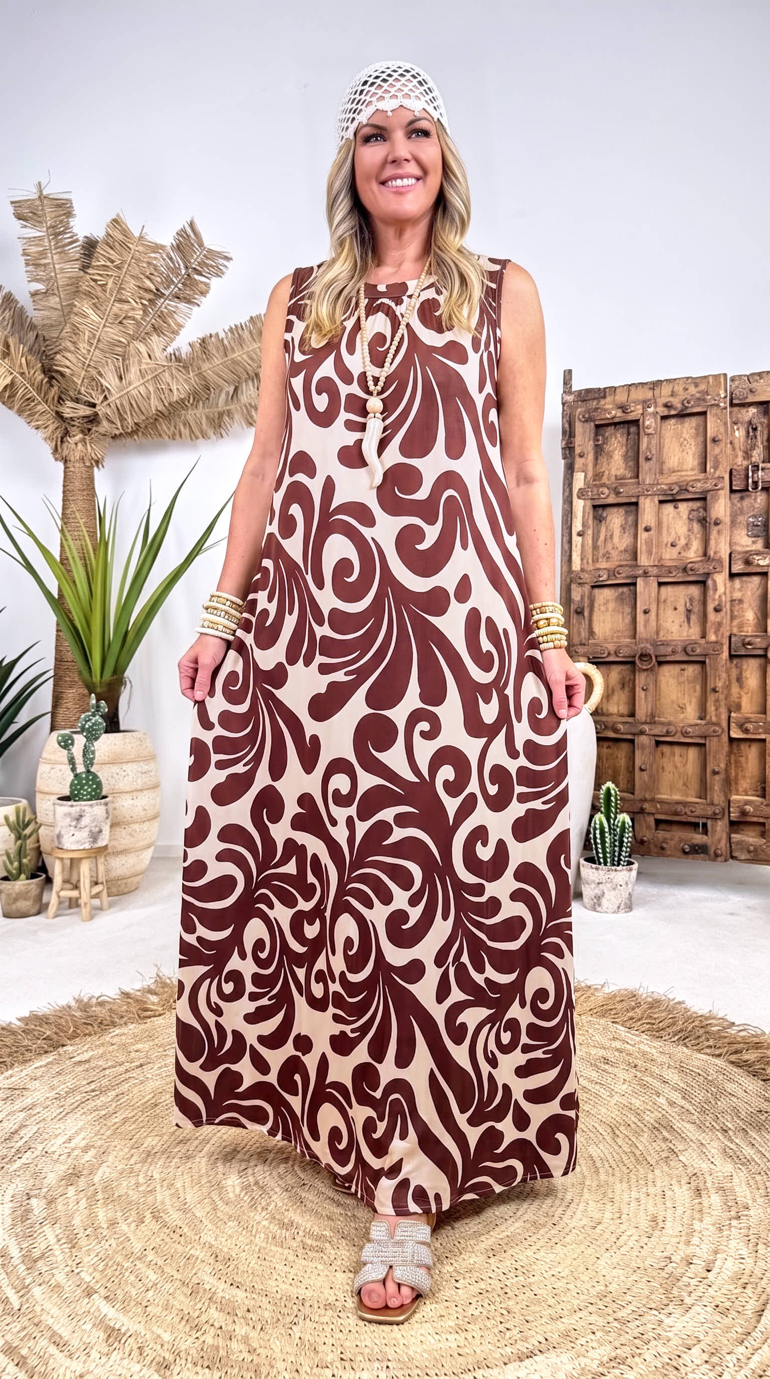 Langes Kleid Iris Swirl *Schoko*