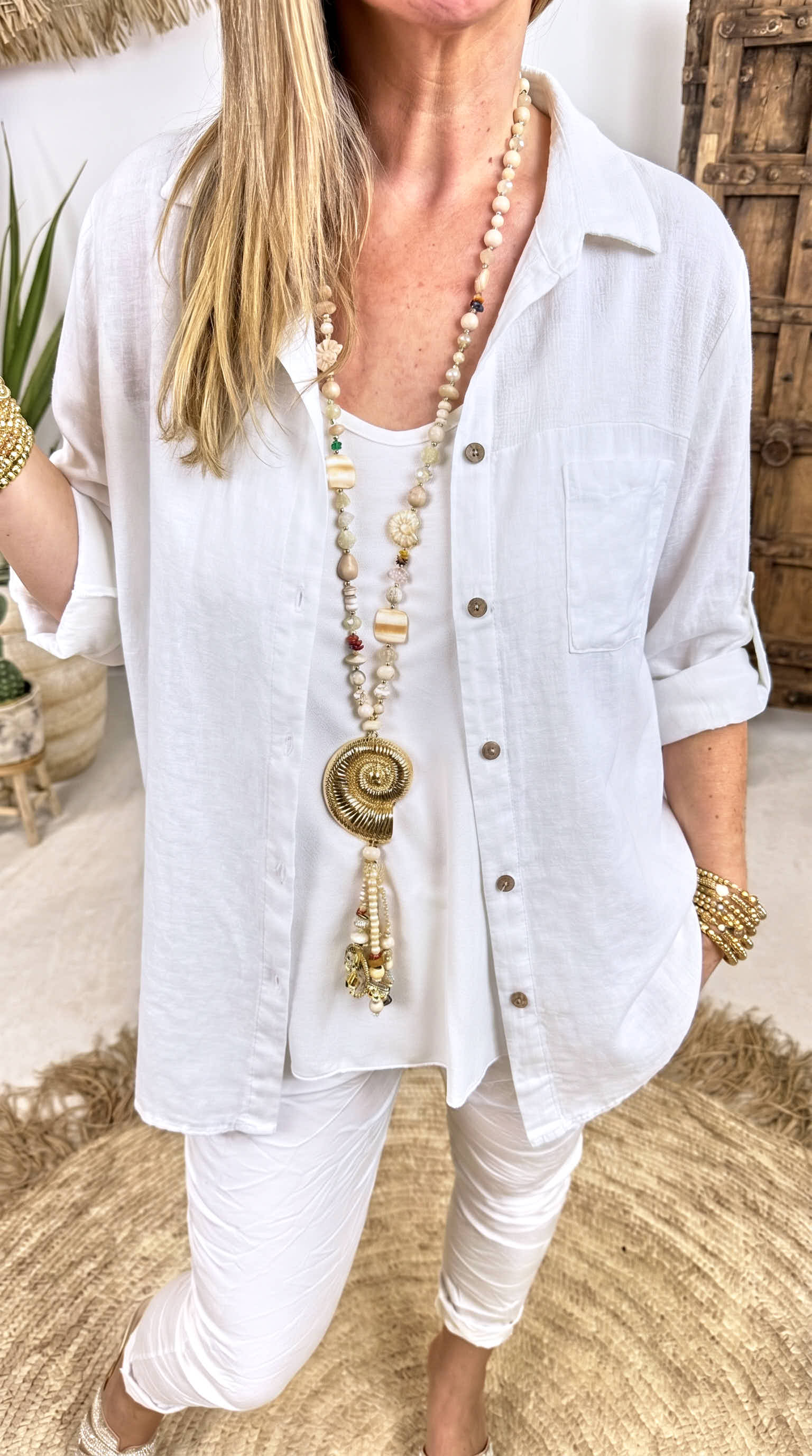 Leinen-Bluse Chic Summer *Weiß*