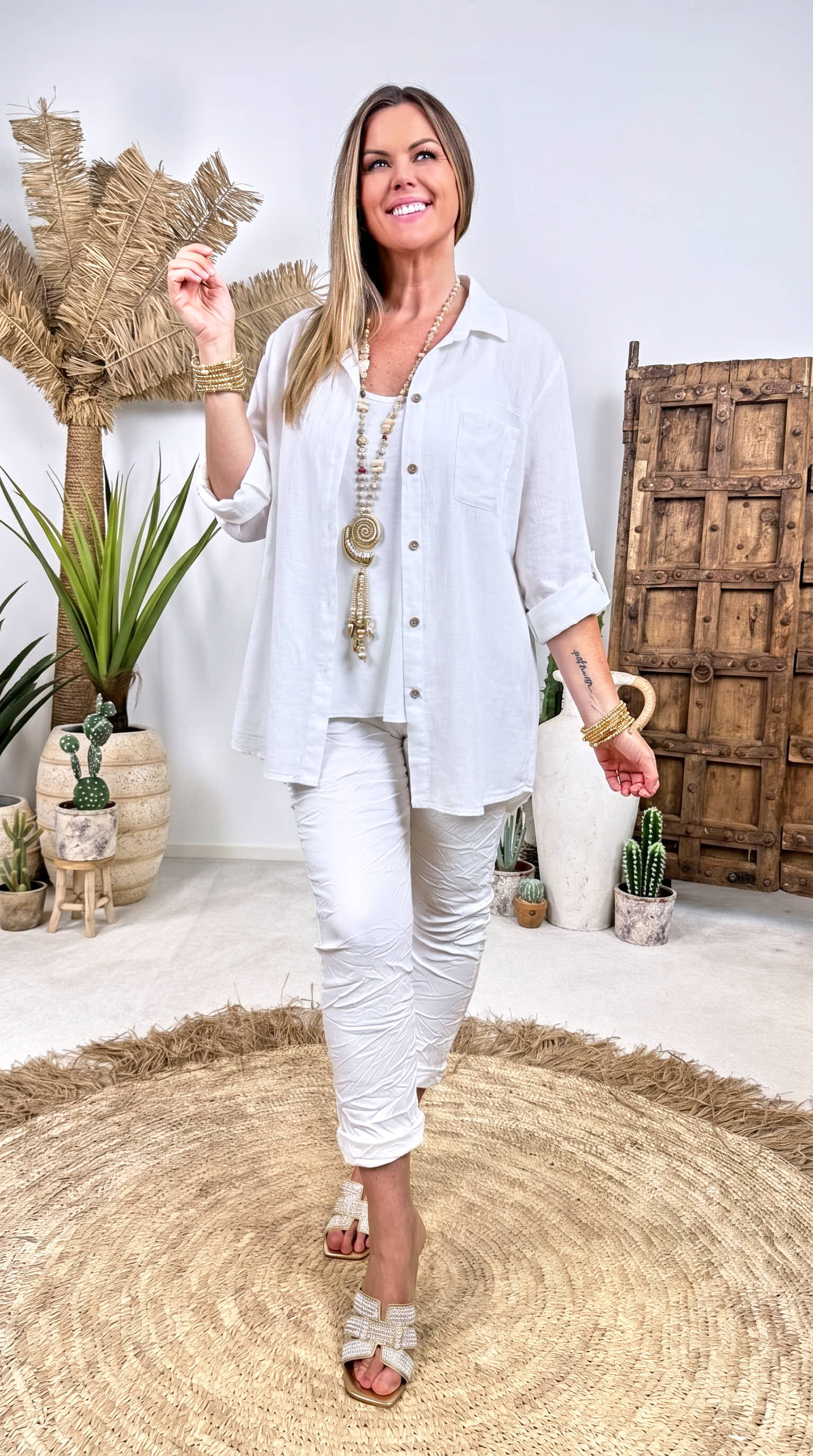 Leinen-Bluse Chic Summer *Weiß*