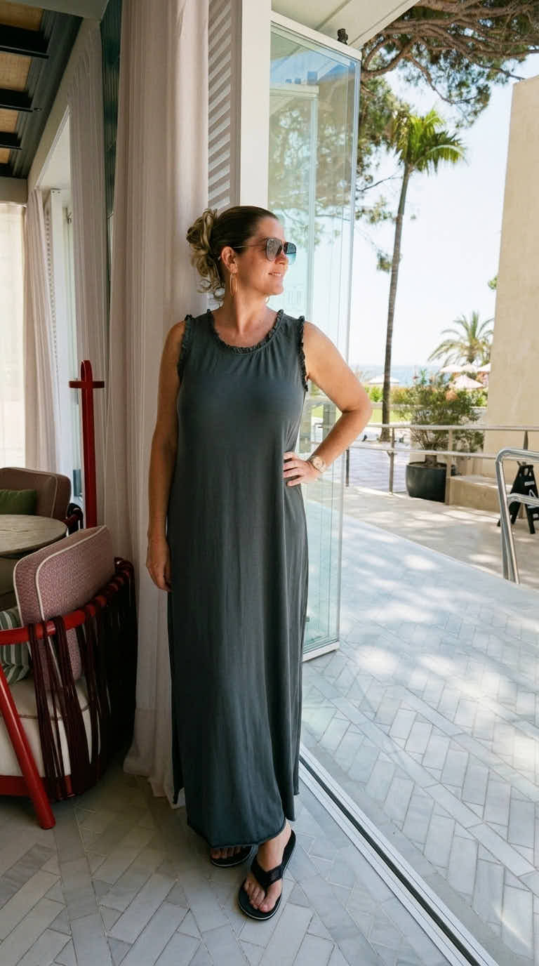 Langes Kleid Aurora Ruffle *Dunkelgrau*