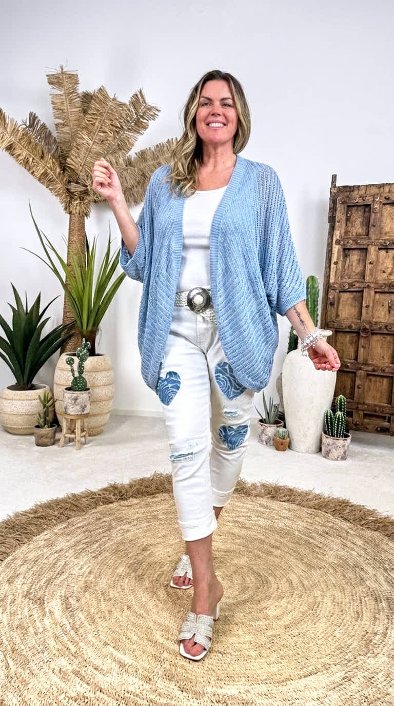 Netz Strickjacke Golden Hour *Hellblau*