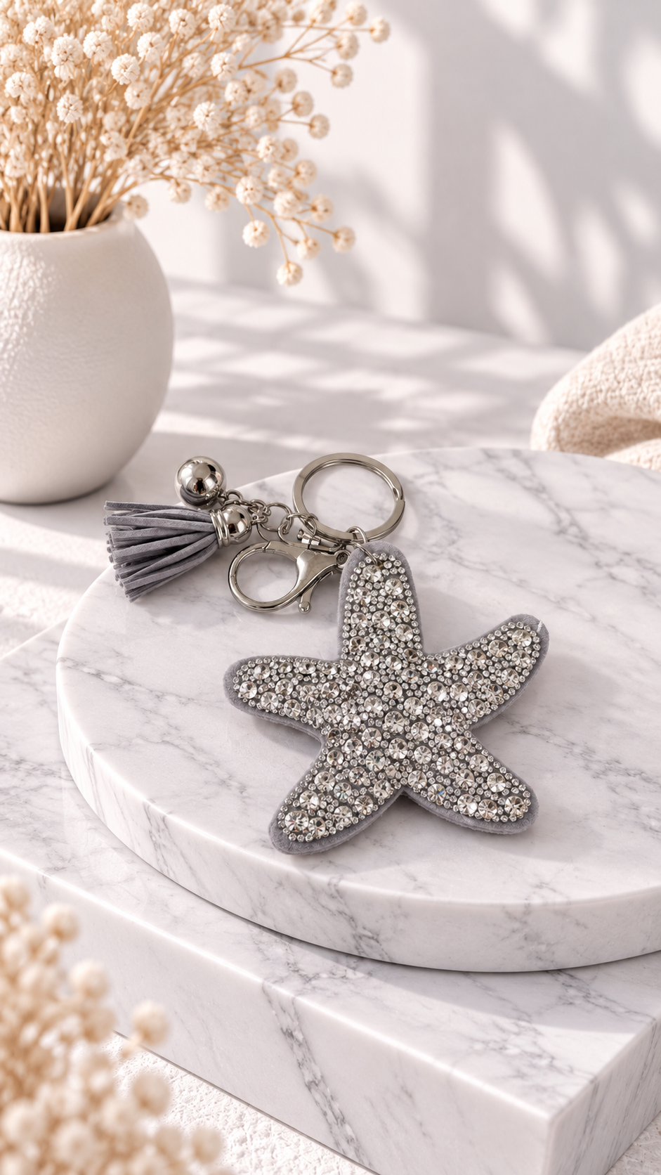 Schlüsselanhänger Sparkling Starfish *Grau*