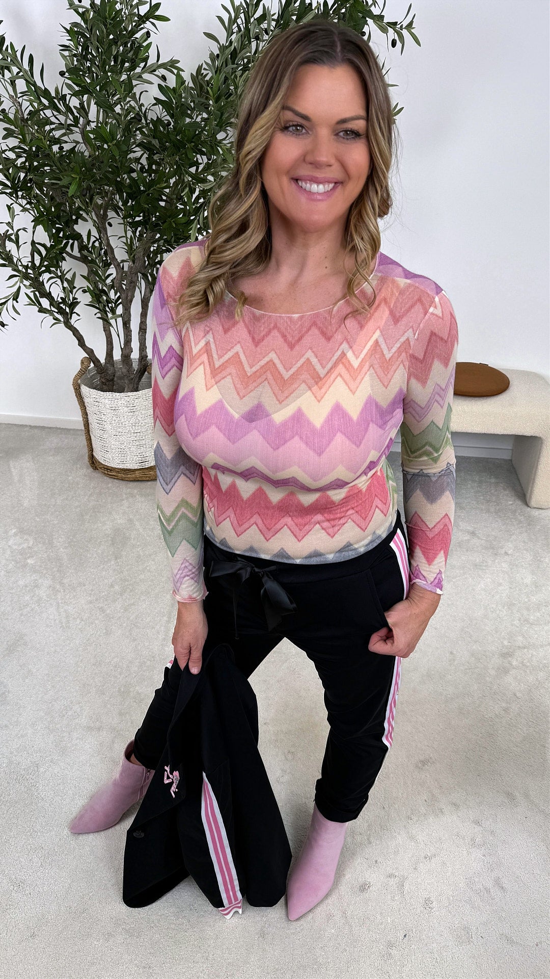 Langarmshirt ZigZag Love *Mint/Rosa*