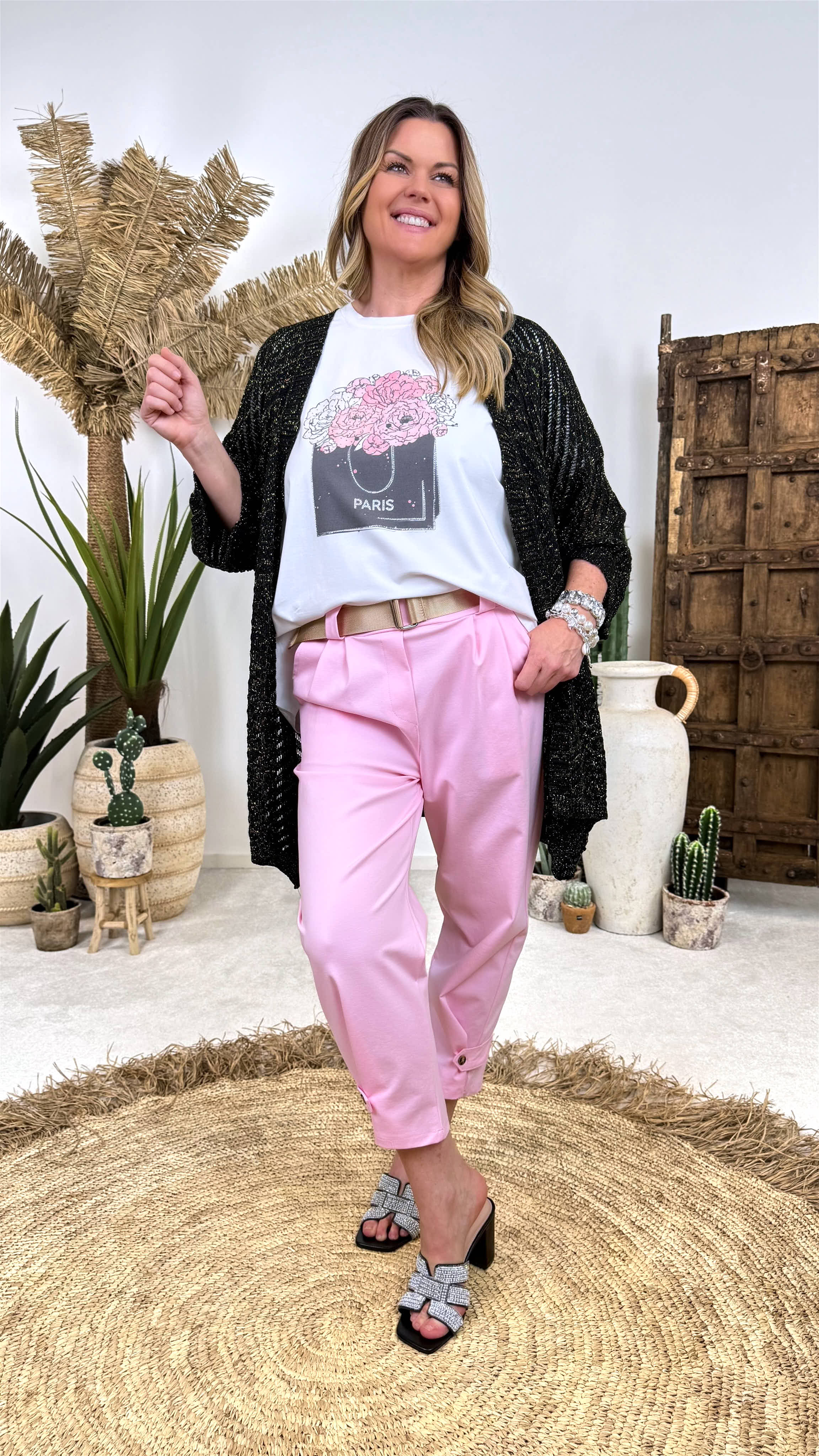 Netz Strickjacke Golden Hour *Schwarz*