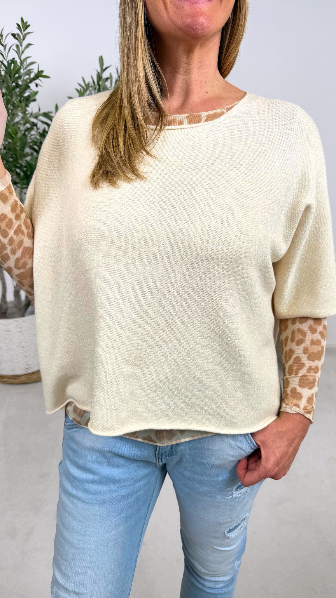 Kurzarm-Pullover Calm Touch *Creme*