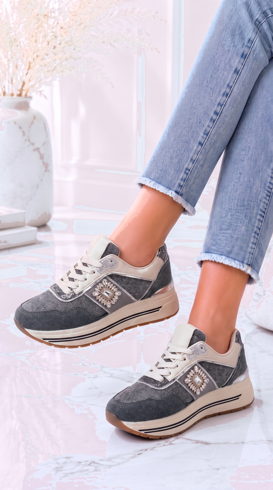 Sneaker Solstice Brooch *Jeansblau*