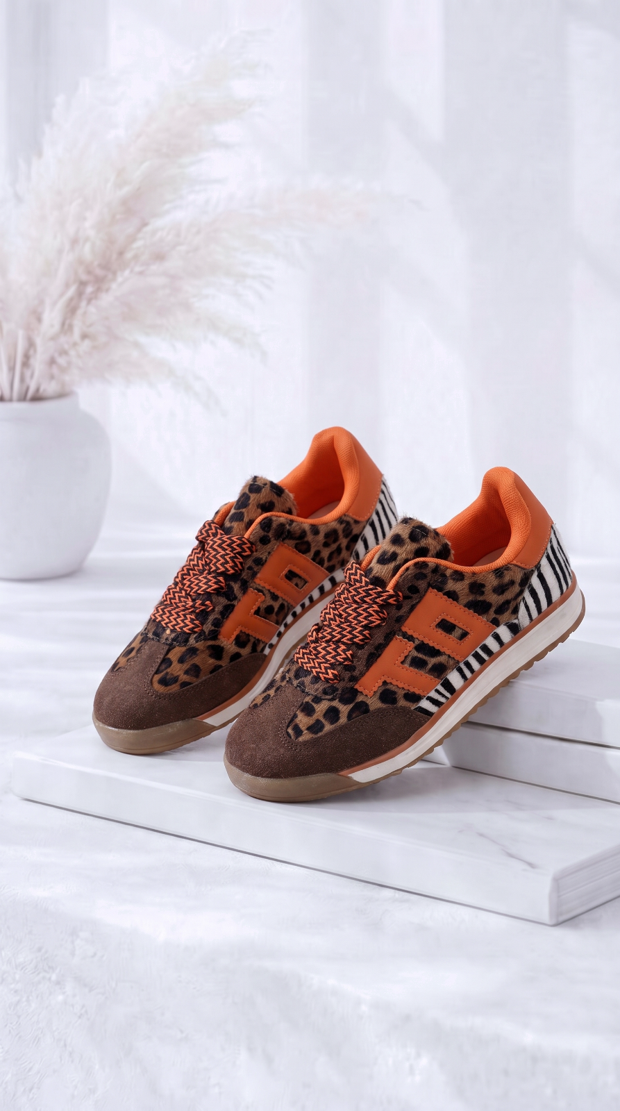 Sneaker Leoparda *Schoko/Orange*
