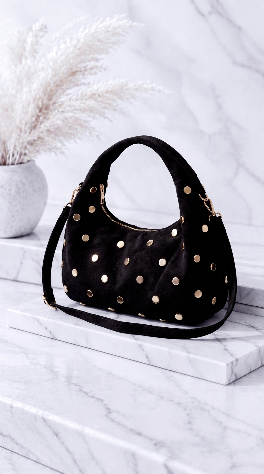 Handtasche Velour Star *Schwarz*