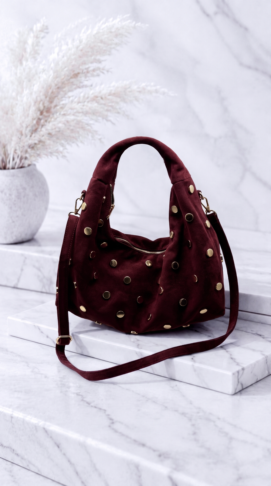 Handtasche Velour Star *Bordaux*