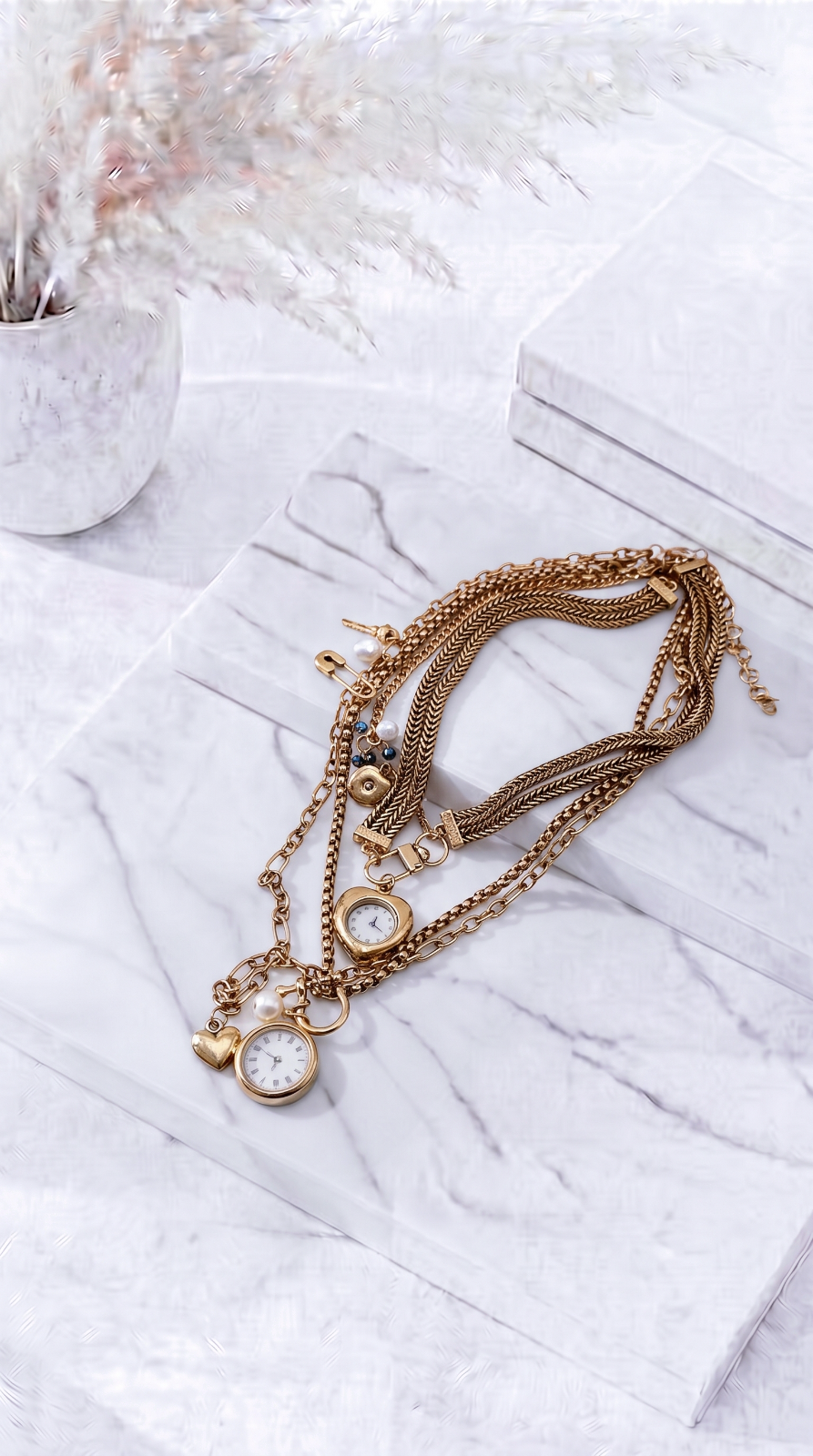 Halsketten Set Clockwork Pearl